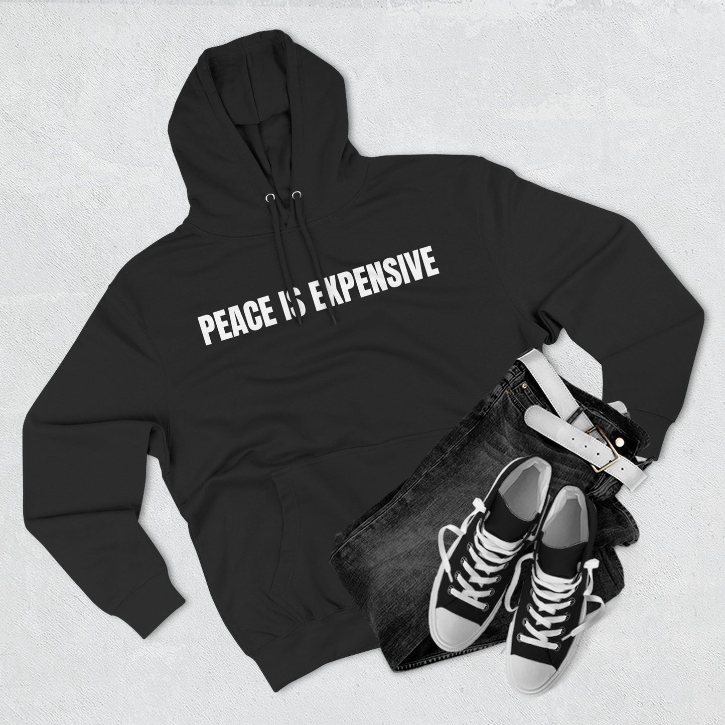Peace is Expensive Fleece Hoodie, Cozy Pullover for Comfort, Stylish Gift for Friends, Unisex Streetwear, Warm Casual Wear