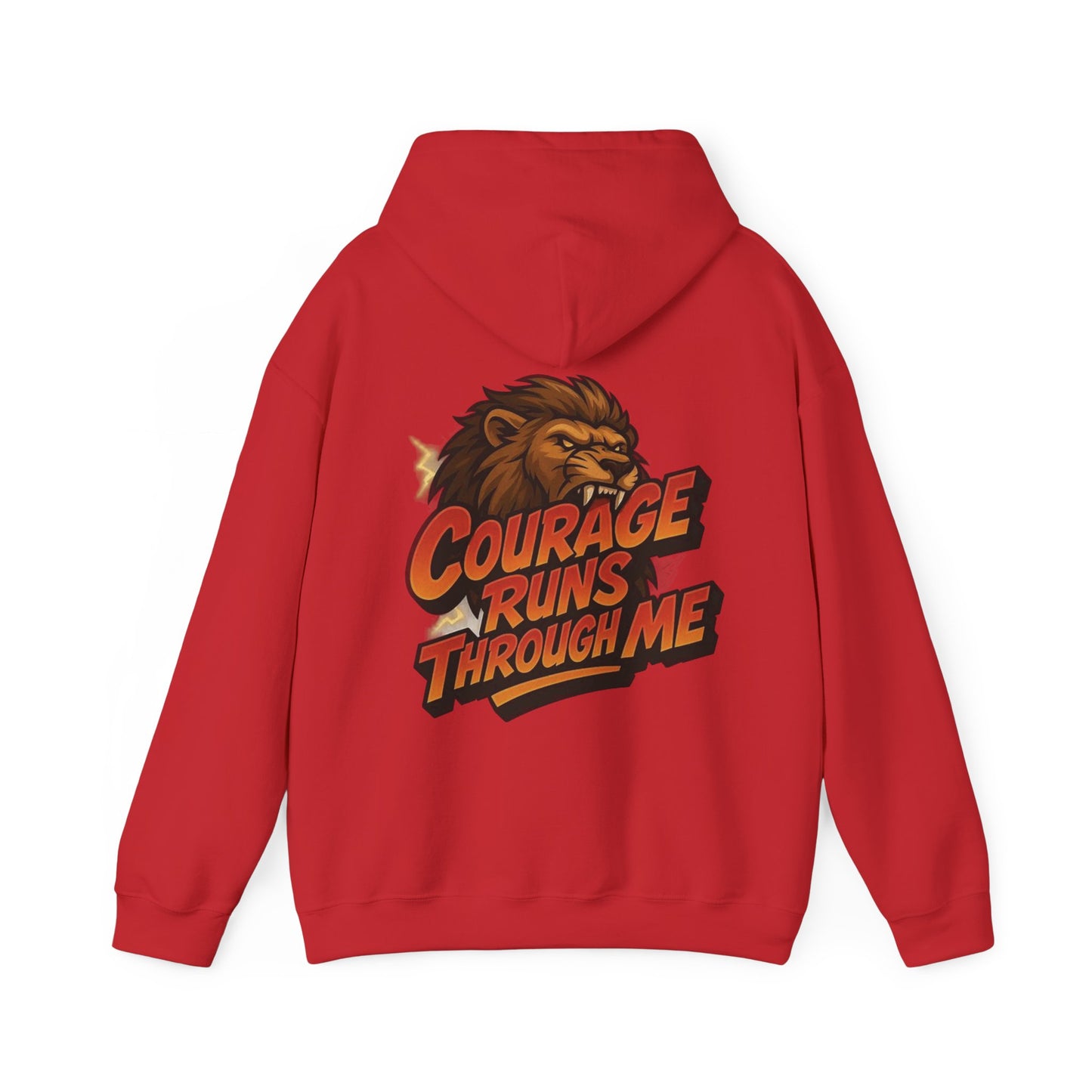 Courage Runs Through Me Hoodie - Unisex Heavy Blend Sweatshirt, Cozy Gift for Motivational Living, Perfect for Workout.
