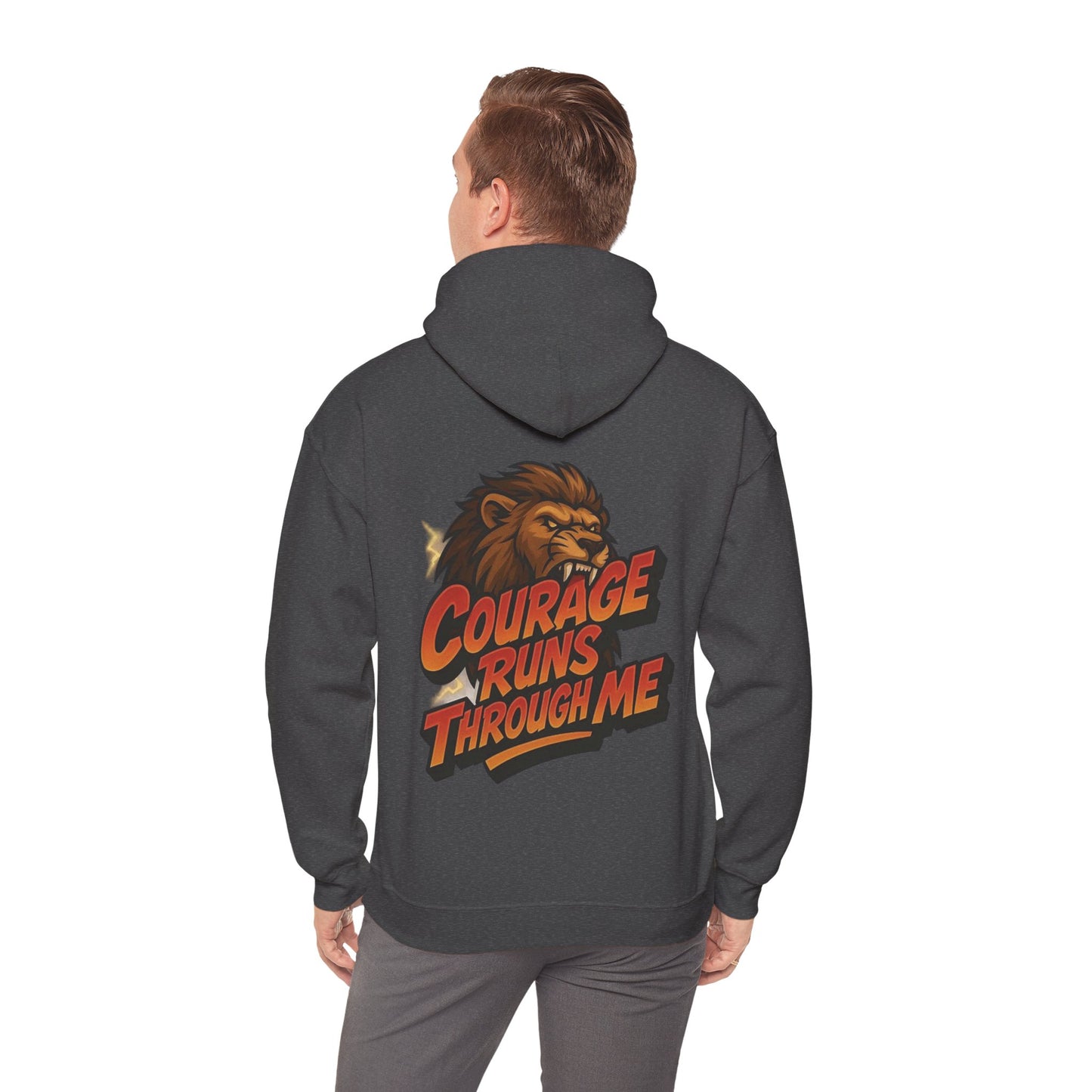Courage Runs Through Me Hoodie - Unisex Heavy Blend Sweatshirt, Cozy Gift for Motivational Living, Perfect for Workout.