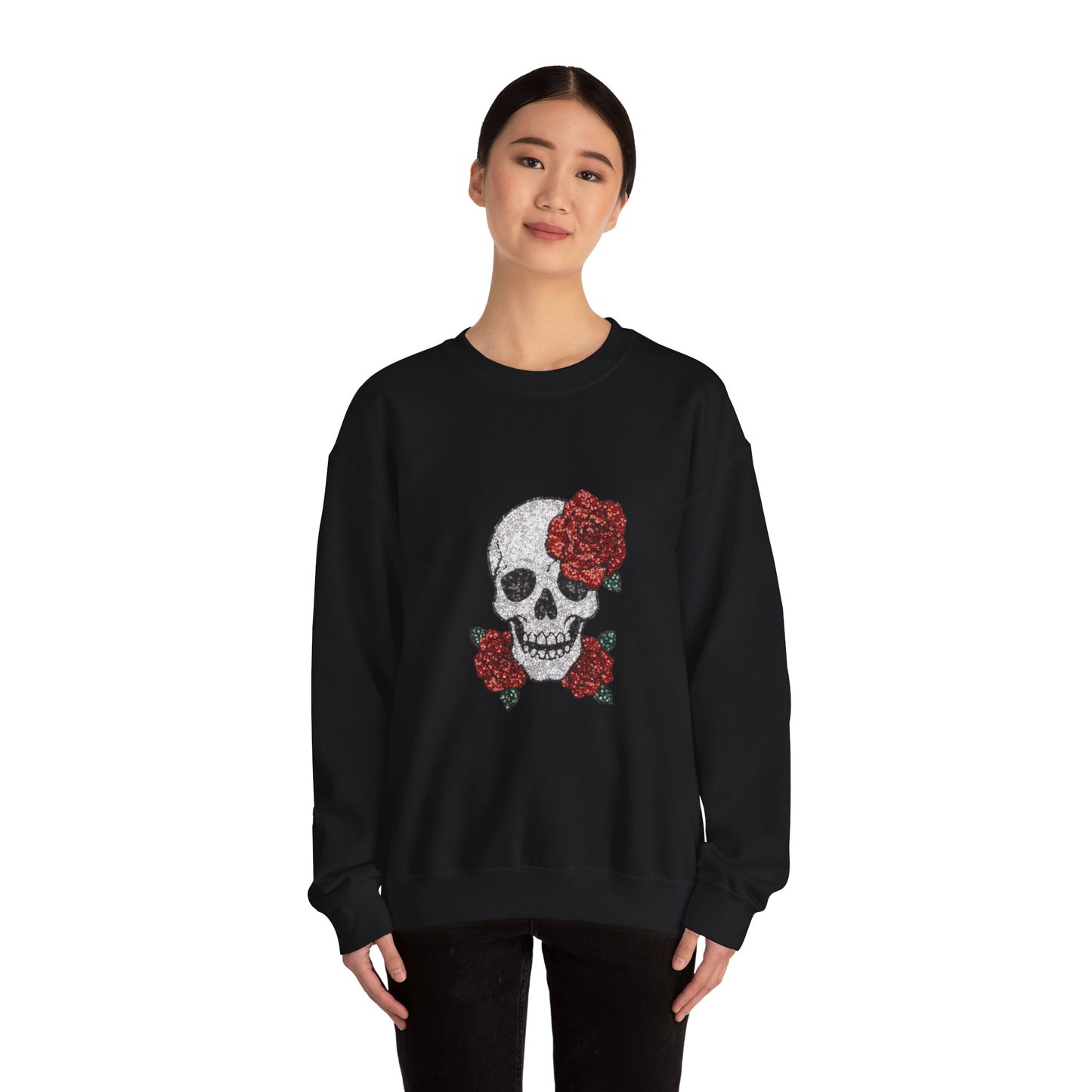 Skull & Roses Sweatshirt - Unisex Heavy Blend Crewneck, Perfect for Halloween, Casual Wear, and Unique Gifts