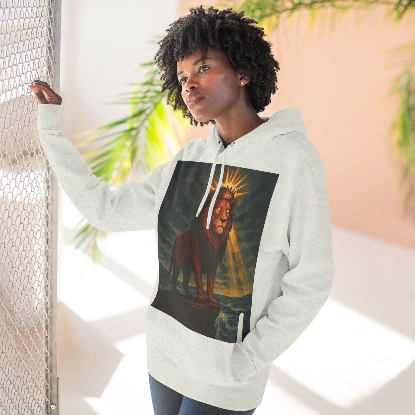 Three-Panel Fleece Hoodie, Cozy Hooded Sweatshirt, Animal Art Sweatshirt, Gift for Nature Lovers, Casual Wear, Unisex Hoodie