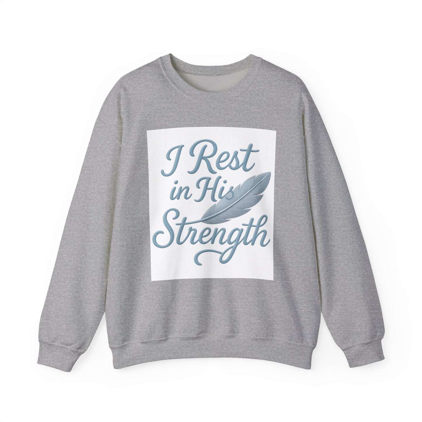 Inspirational Strength Crewneck Sweatshirt, Gift for Him, Motivational Apparel, Cozy Sweater for Faith, Relaxed Comfort Wear