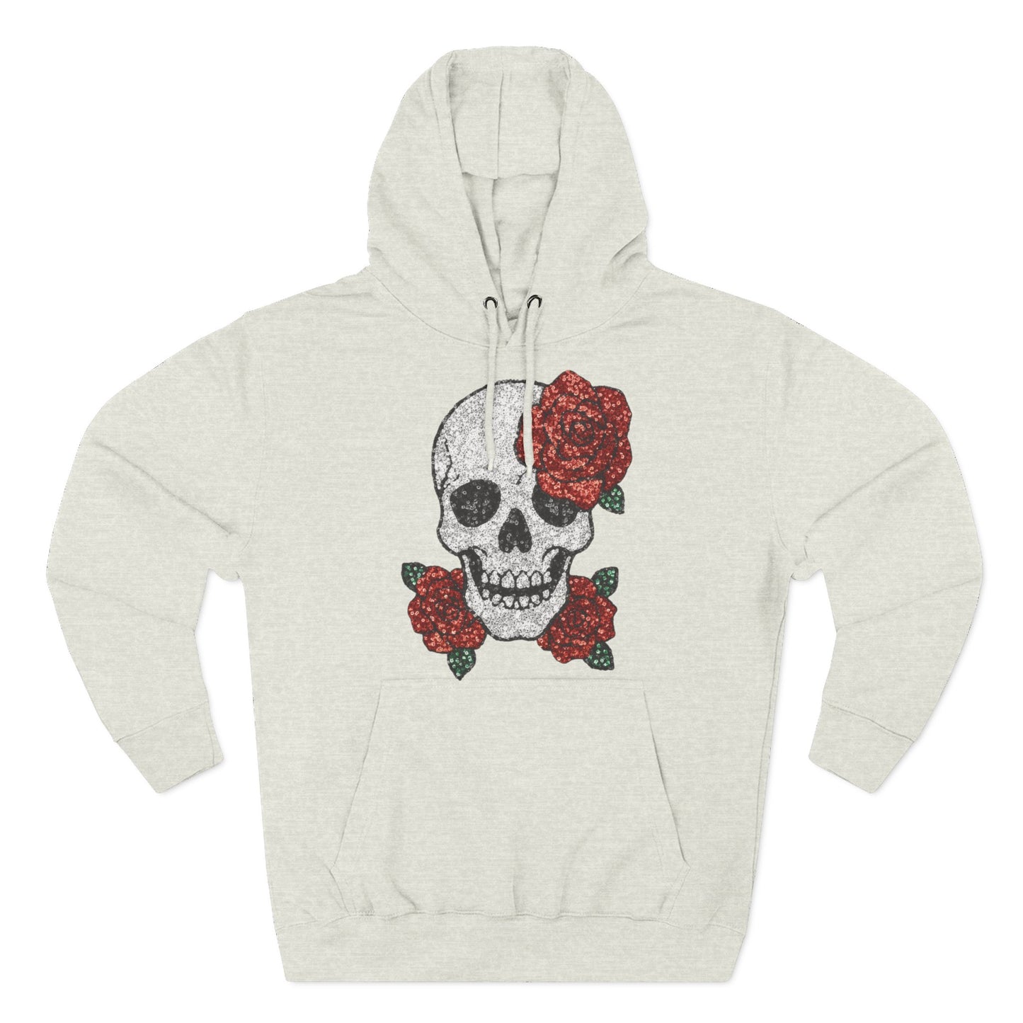 Skull and Roses Fleece Hoodie - Cozy Halloween Sweatshirt, Gothic Hoodie, Unisex Gift, Alternative Fashion, Casual Layering