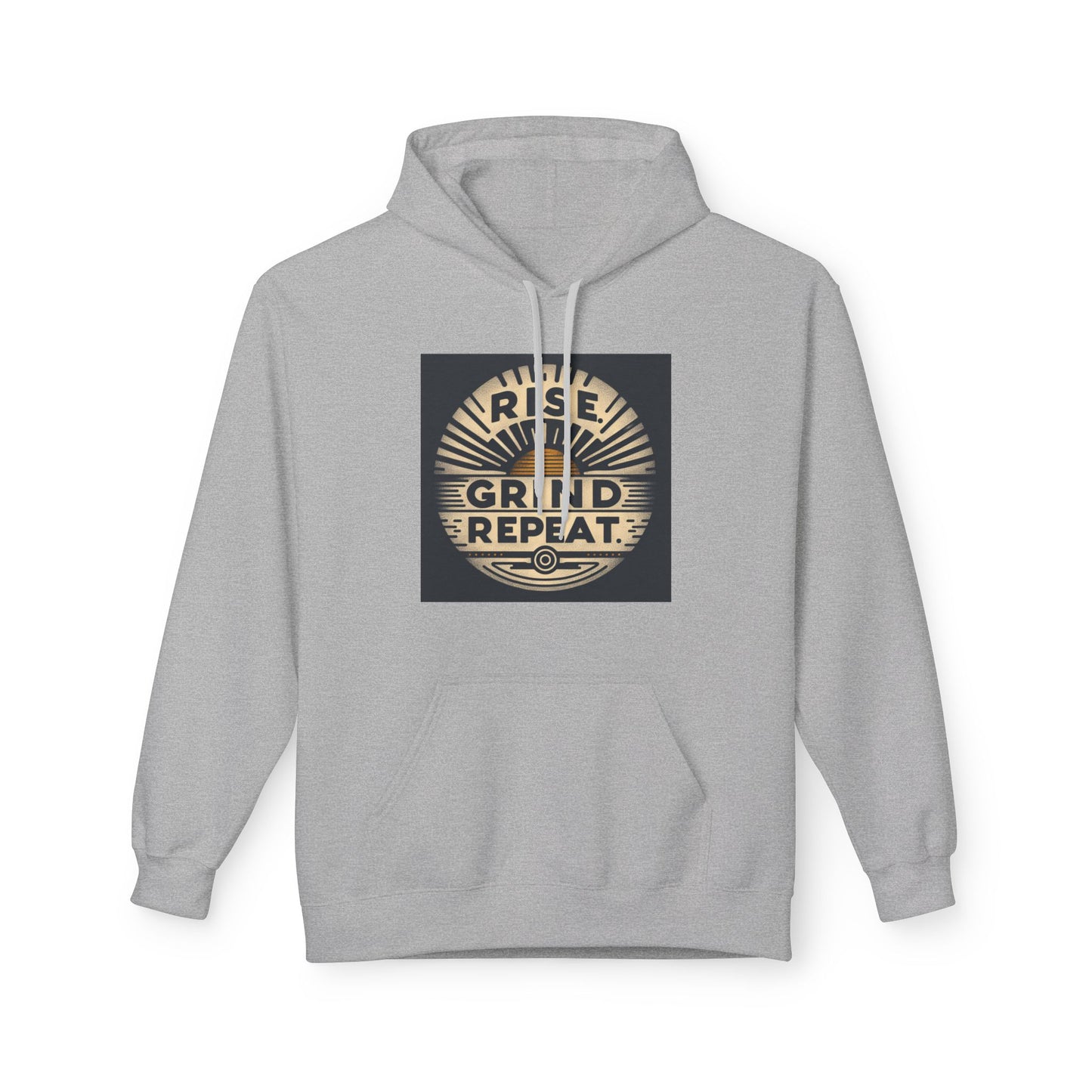 Rise, Grind, Repeat Motivational Fleece Hoodie - Unisex Crew Neck Sweatshirt for Gym, Fitness, Workout, Casual, Gift