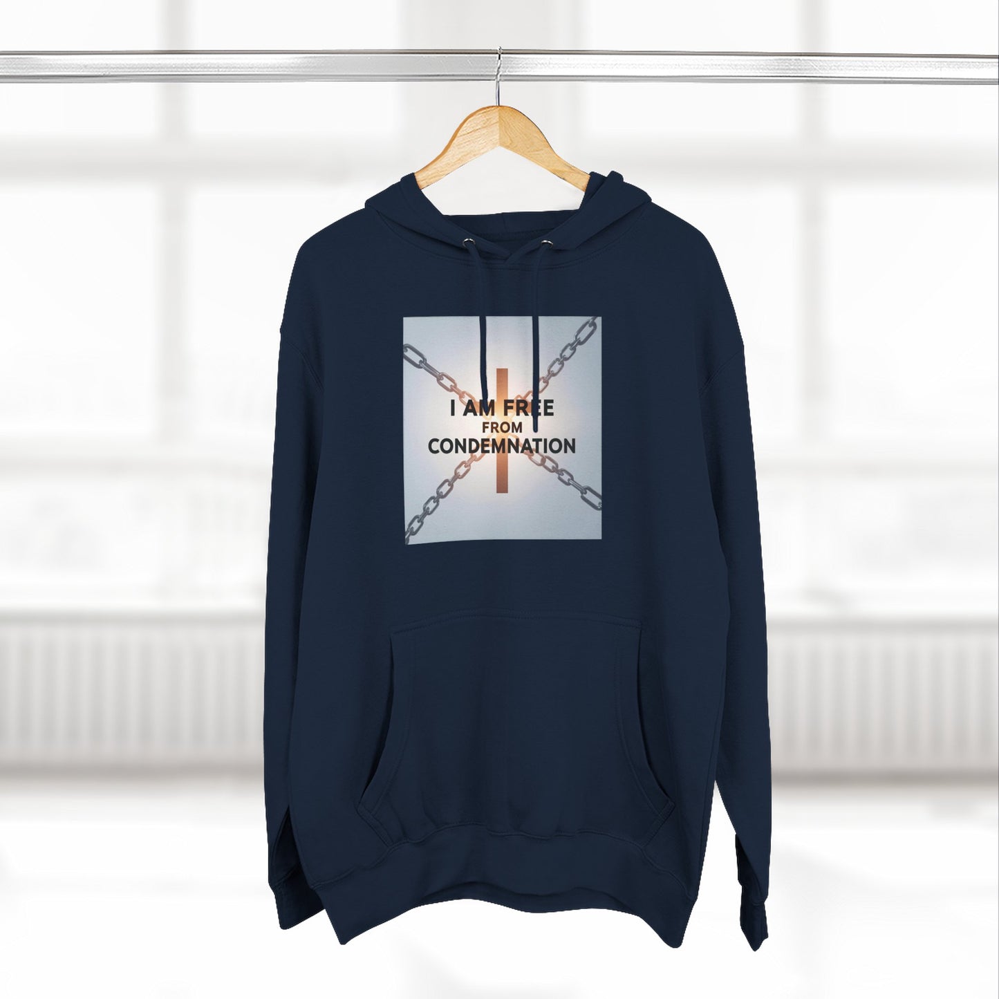 Inspirational Fleece Hoodie, 'I Am Free From Condemnation' Sweatshirt, Cozy Christian Apparel, Gift for Faith & Freedom