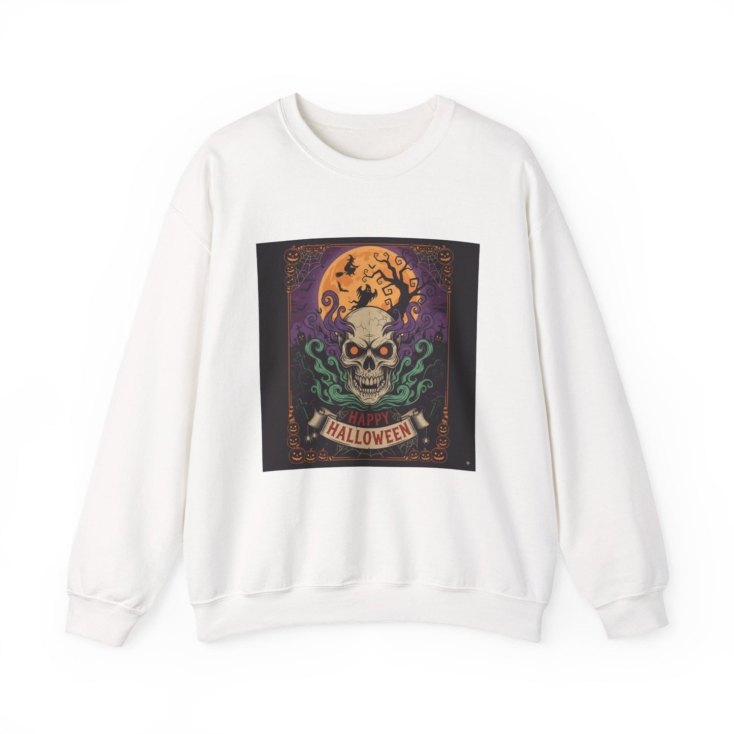 Halloween Skull Graphic Crewneck Sweatshirt, Spooky Sweatshirt, Unisex Halloween Apparel, Fall Fashion, Cozy Sweatshirt