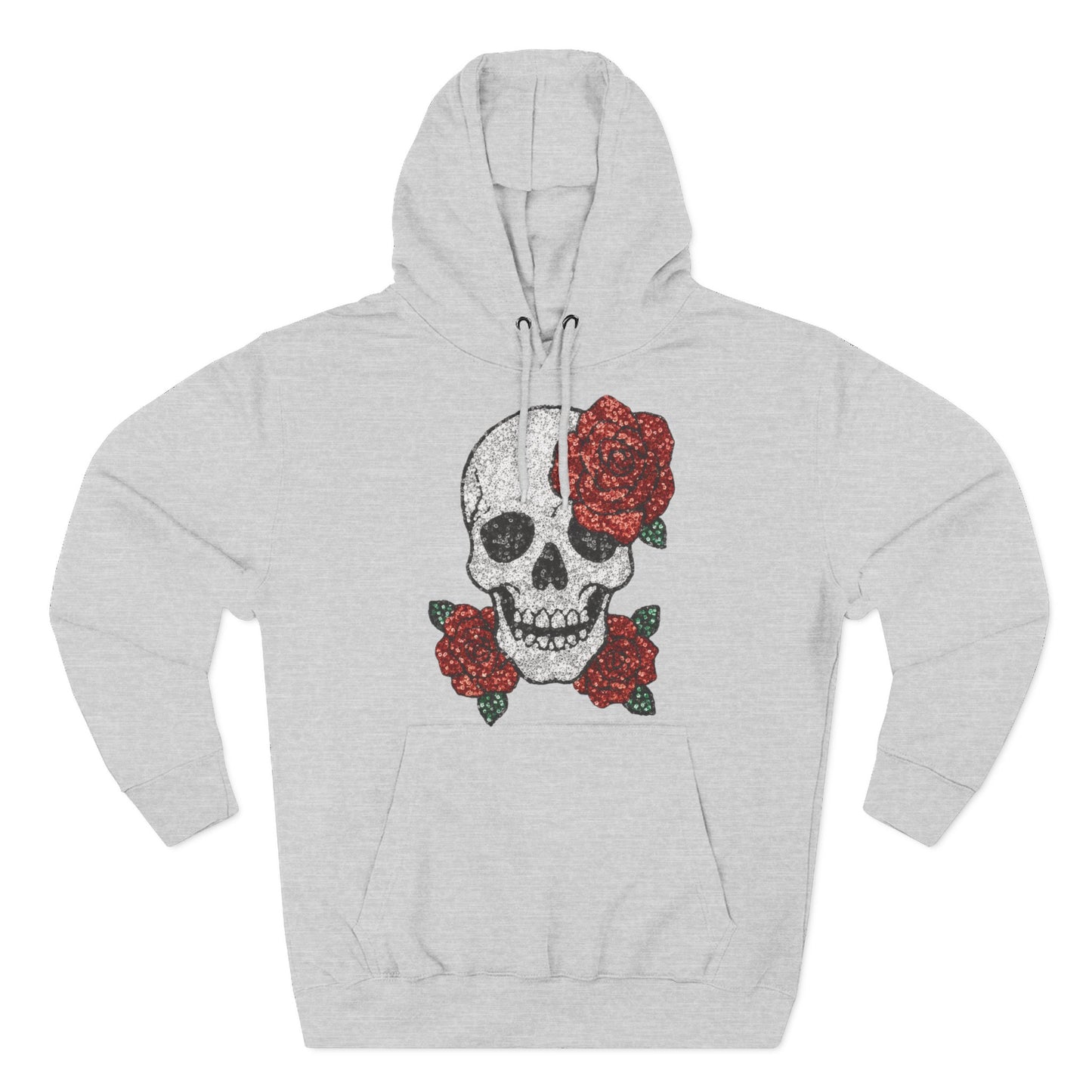 Skull and Roses Fleece Hoodie - Cozy Halloween Sweatshirt, Gothic Hoodie, Unisex Gift, Alternative Fashion, Casual Layering