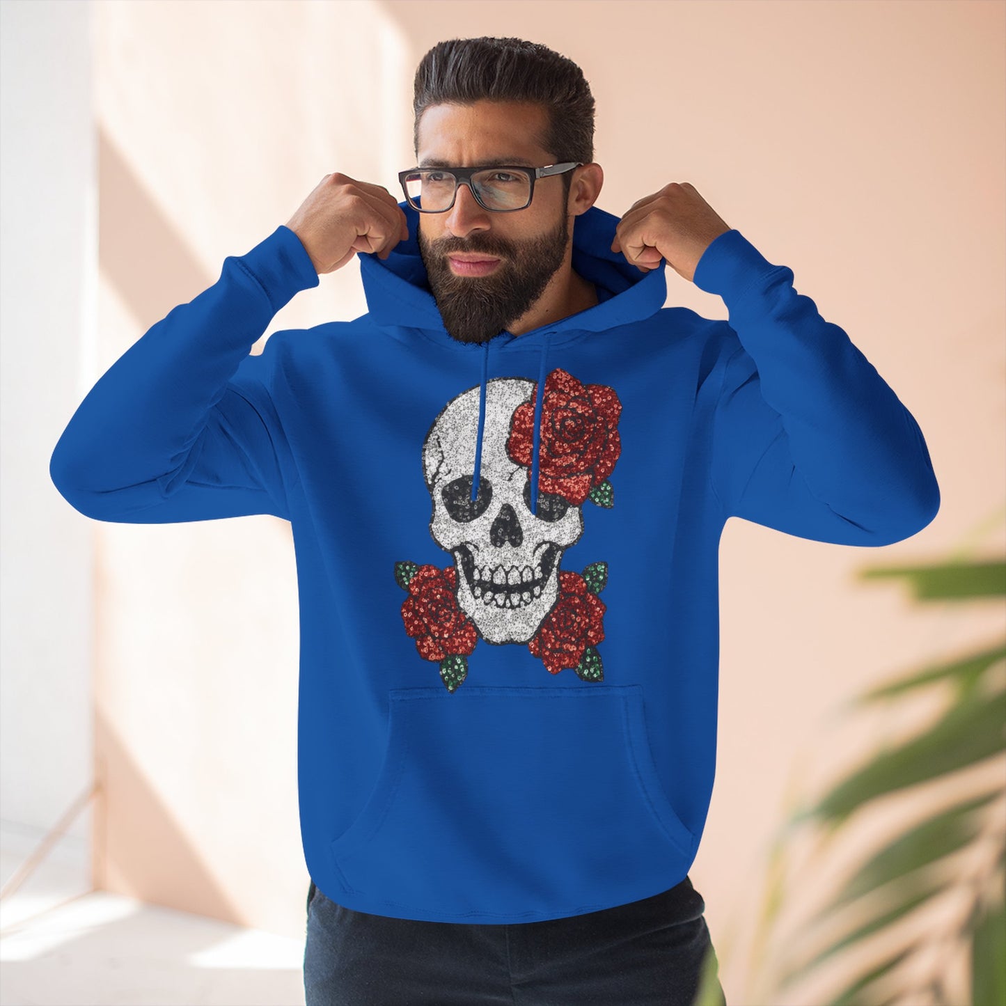 Skull and Roses Fleece Hoodie - Cozy Halloween Sweatshirt, Gothic Hoodie, Unisex Gift, Alternative Fashion, Casual Layering