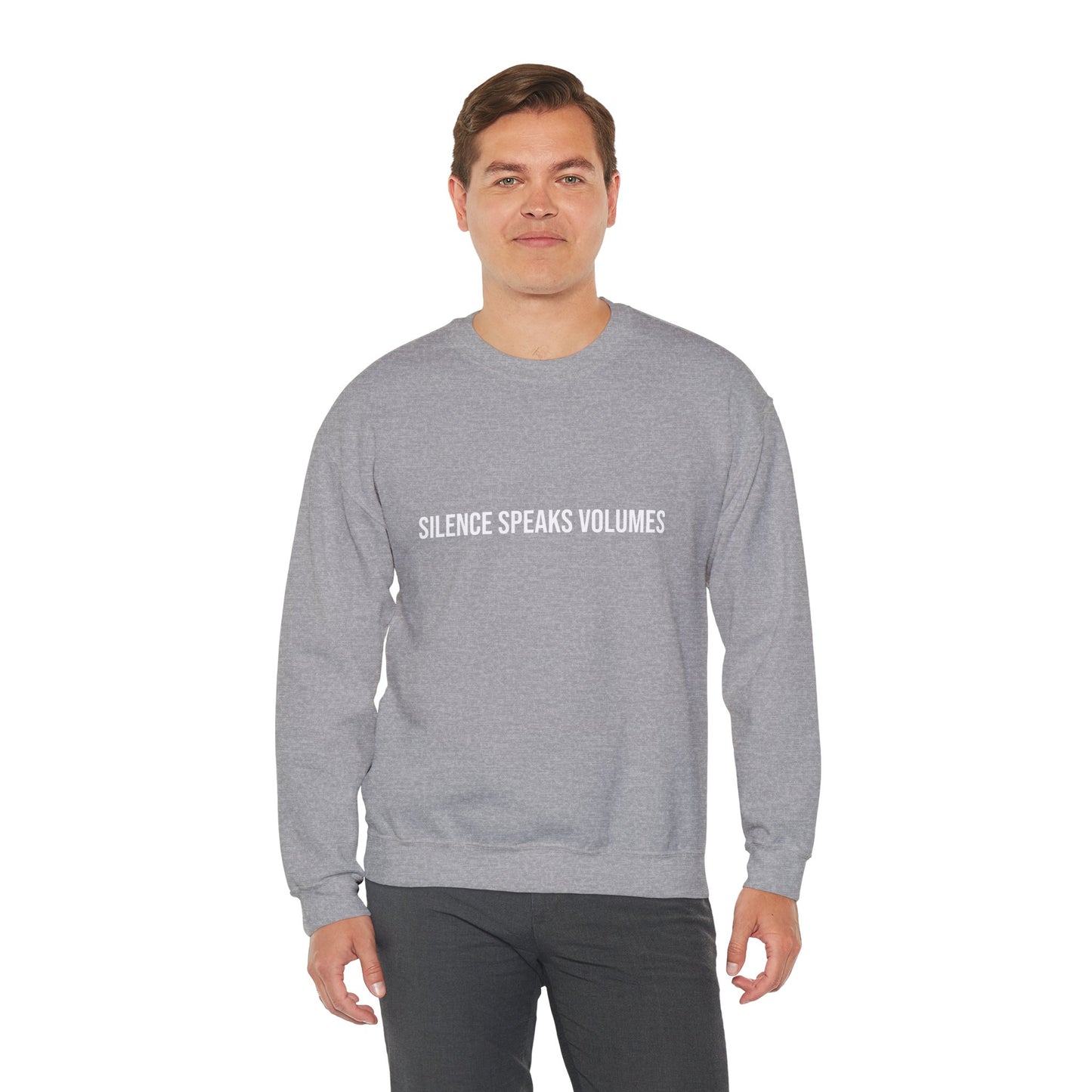 Unisex Heavy Blend™ Crewneck Sweatshirt - Silence Speaks Volumes, Cozy Casual Wear, Inspirational Gift.