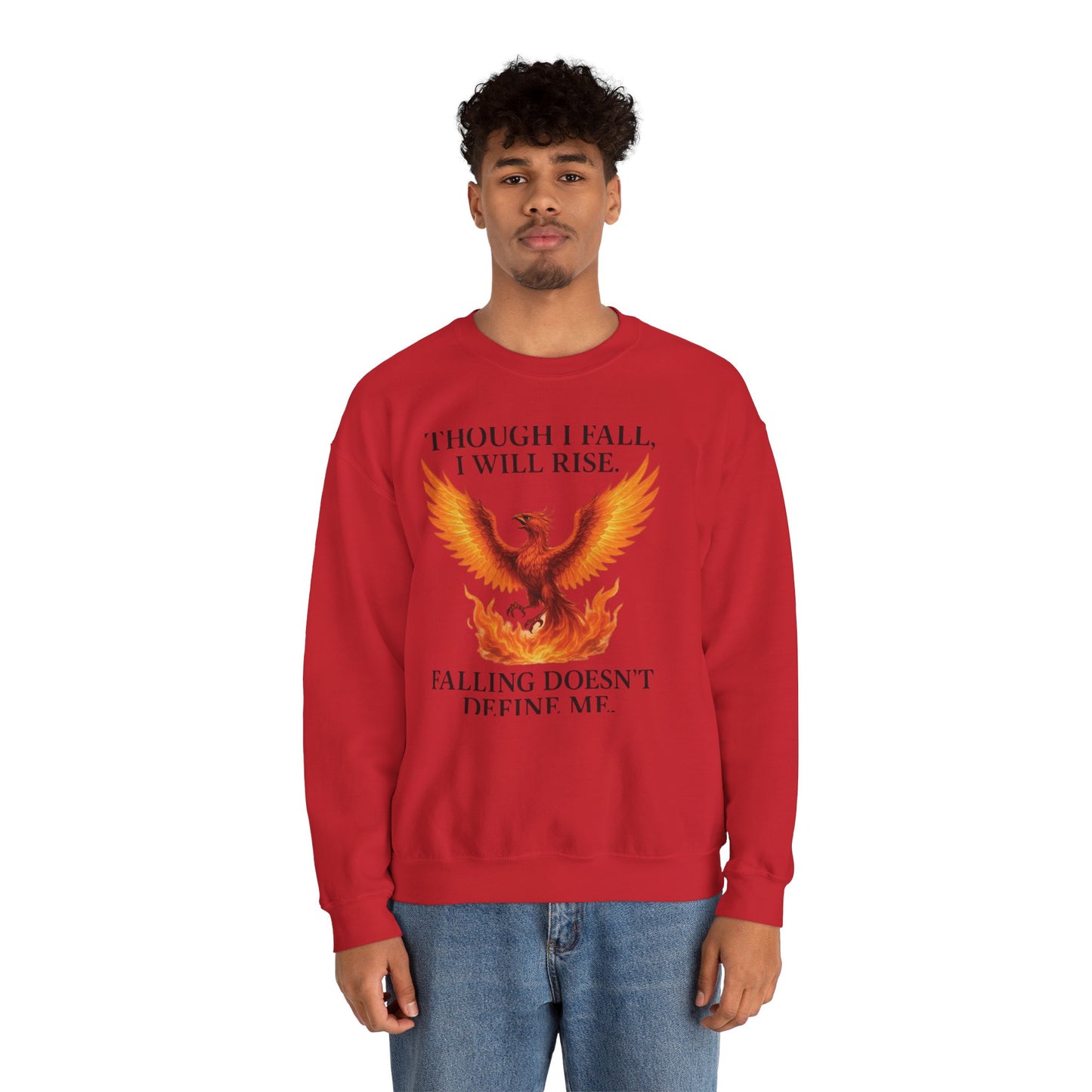 Inspirational Phoenix Crewneck Sweatshirt - Motivational Gift, Cozy Apparel, Unisex Sweatshirt, Fall & Rise Quote, Friendship Gift