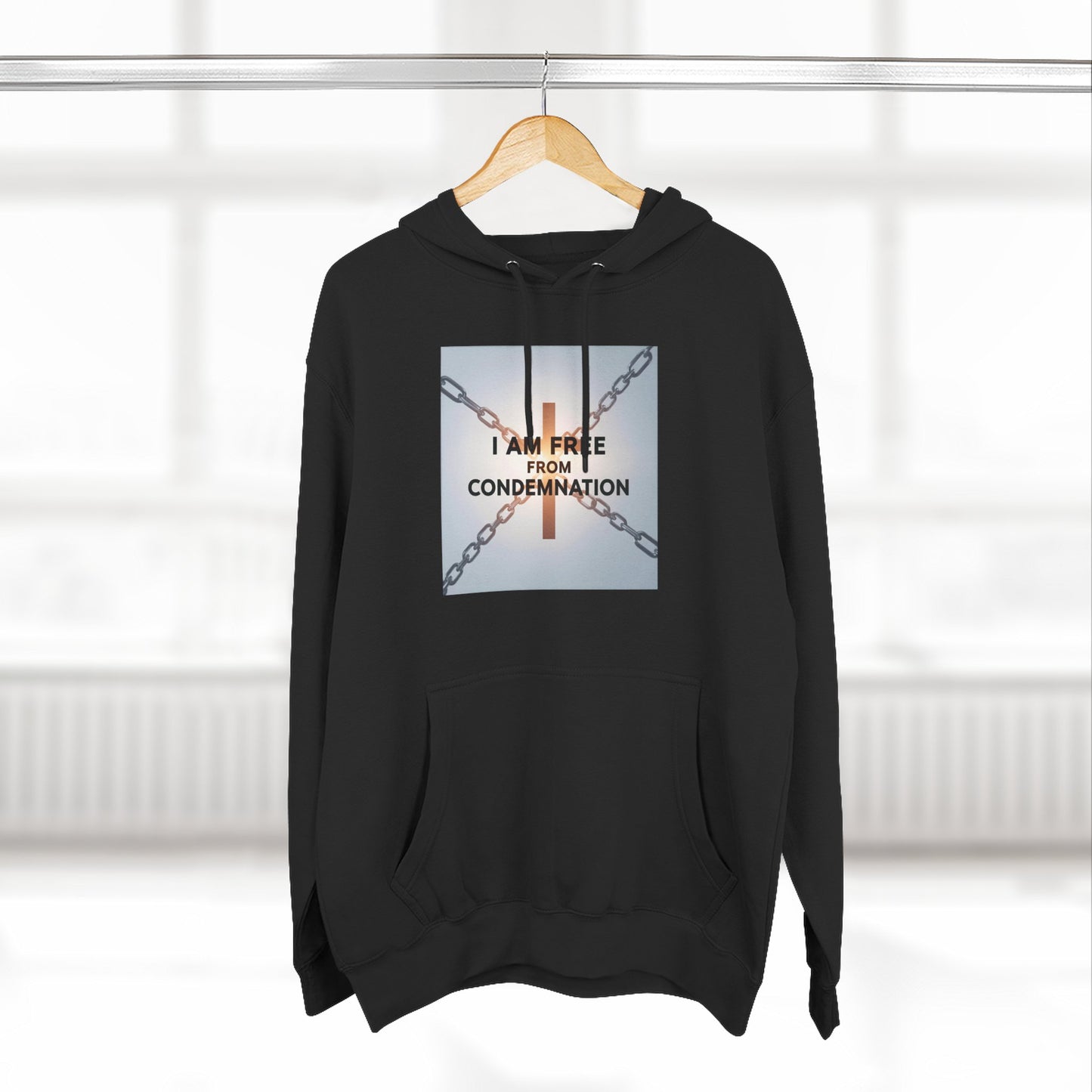 Inspirational Fleece Hoodie, 'I Am Free From Condemnation' Sweatshirt, Cozy Christian Apparel, Gift for Faith & Freedom