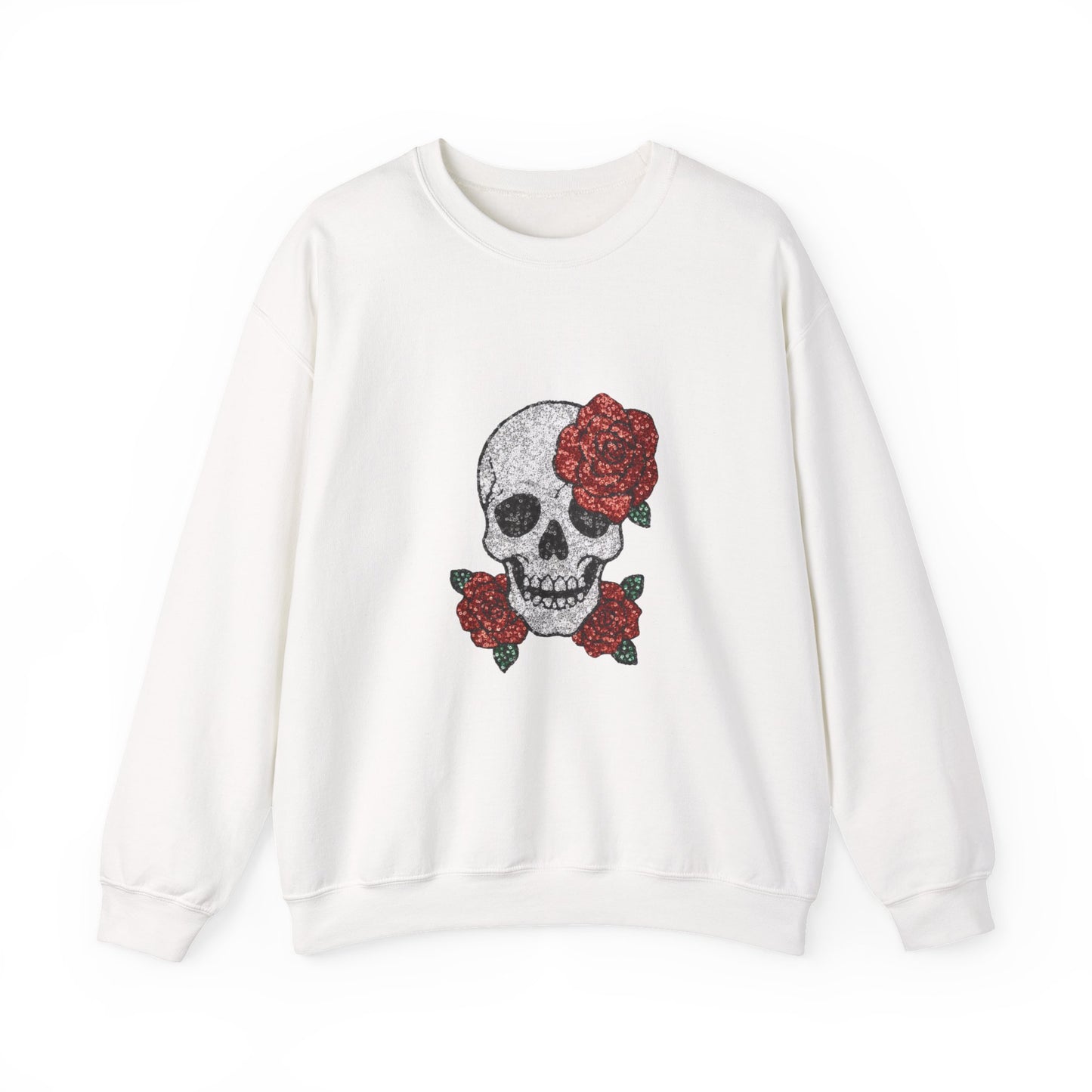 Skull & Roses Sweatshirt - Unisex Heavy Blend Crewneck, Perfect for Halloween, Casual Wear, and Unique Gifts
