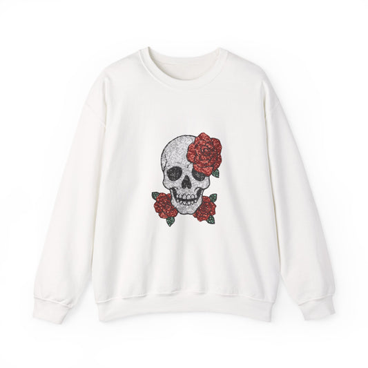 Skull & Roses Sweatshirt - Unisex Heavy Blend Crewneck, Perfect for Halloween, Casual Wear, and Unique Gifts