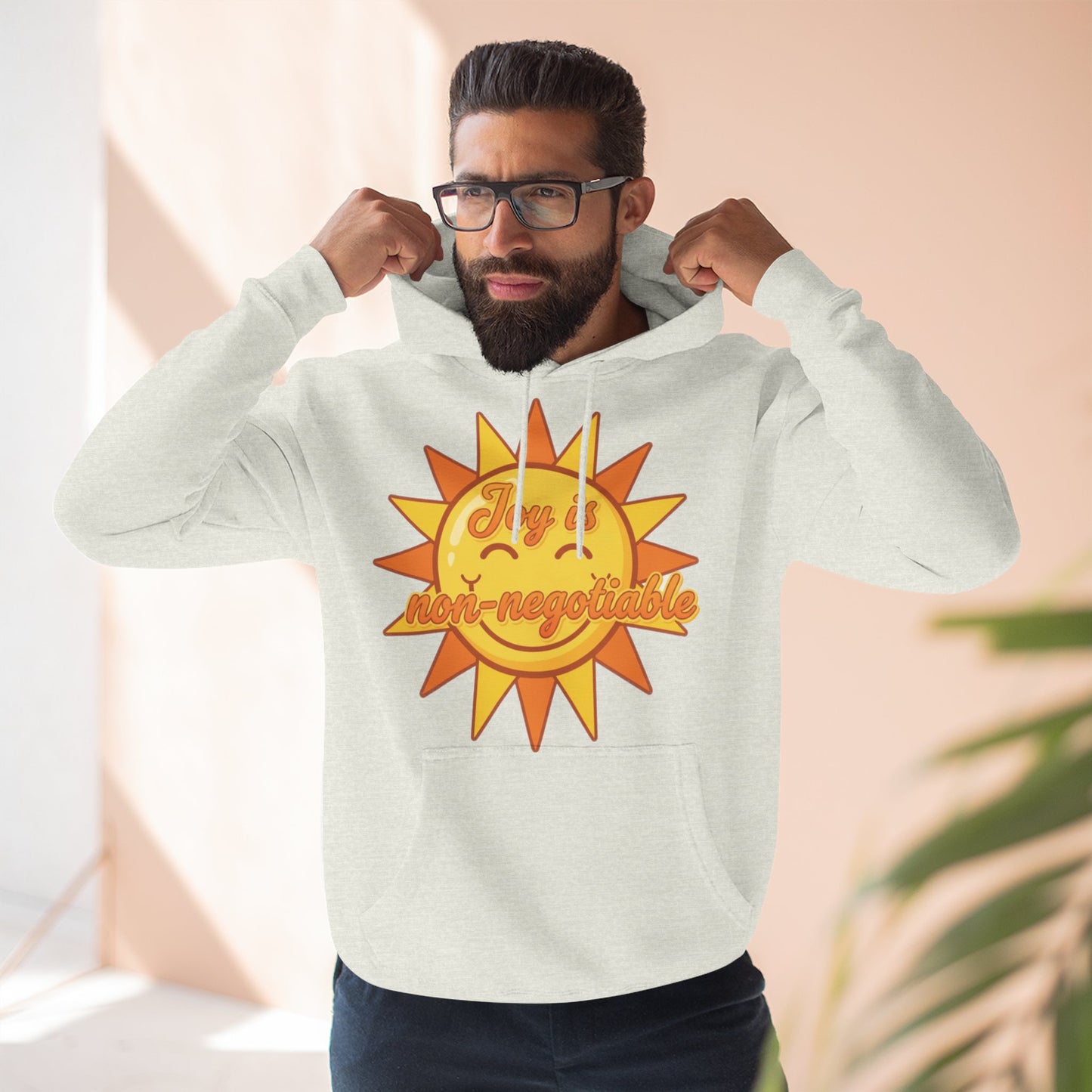Joyful Fleece Hoodie - Sun Design, Casual Wear, Cozy Gift, Cheerful Apparel, Sunshine Hoodie