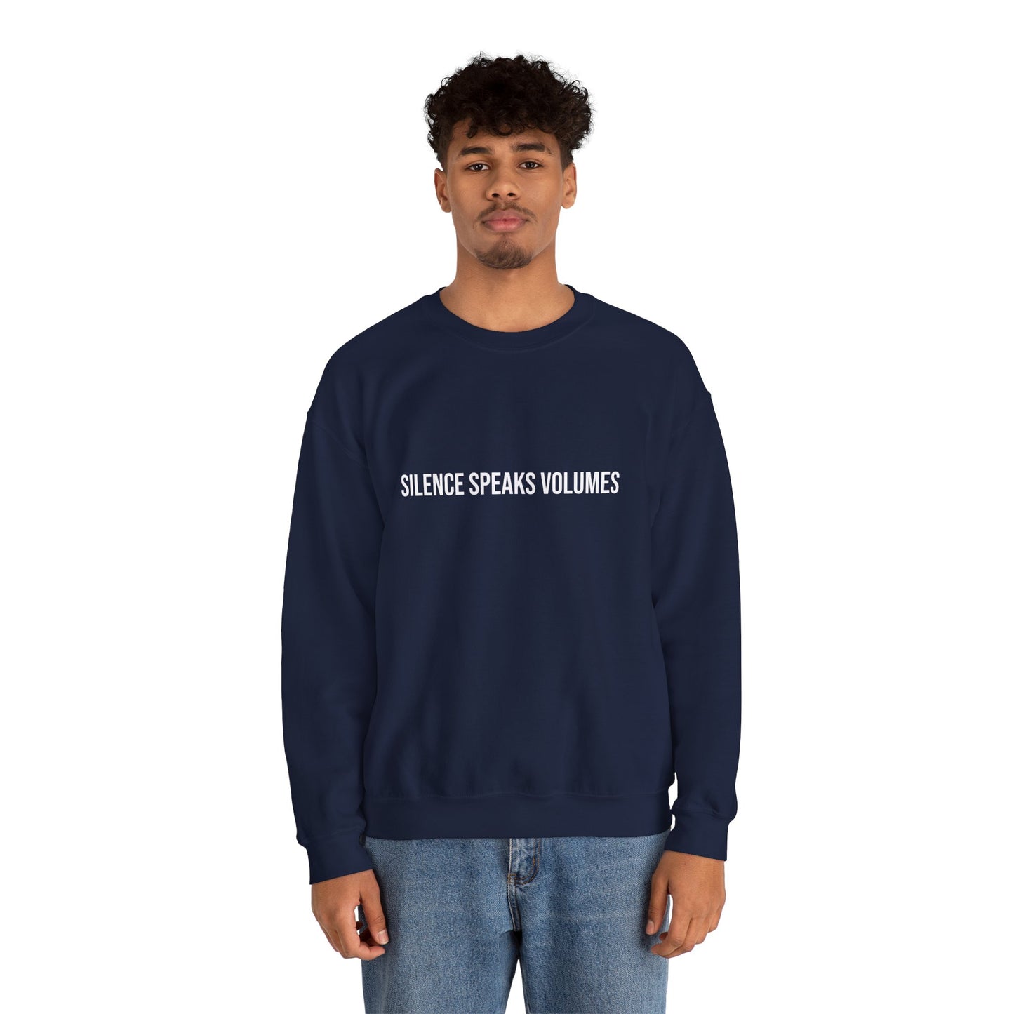 Unisex Heavy Blend™ Crewneck Sweatshirt - Silence Speaks Volumes, Cozy Casual Wear, Inspirational Gift.