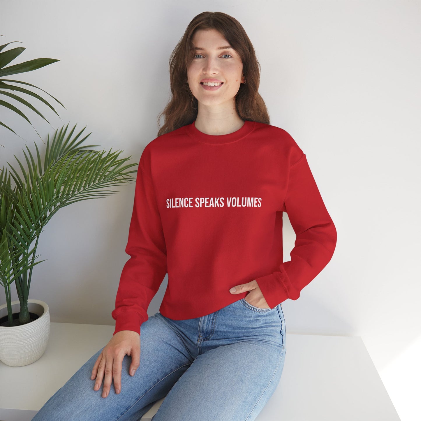 Unisex Heavy Blend™ Crewneck Sweatshirt - Silence Speaks Volumes, Cozy Casual Wear, Inspirational Gift.
