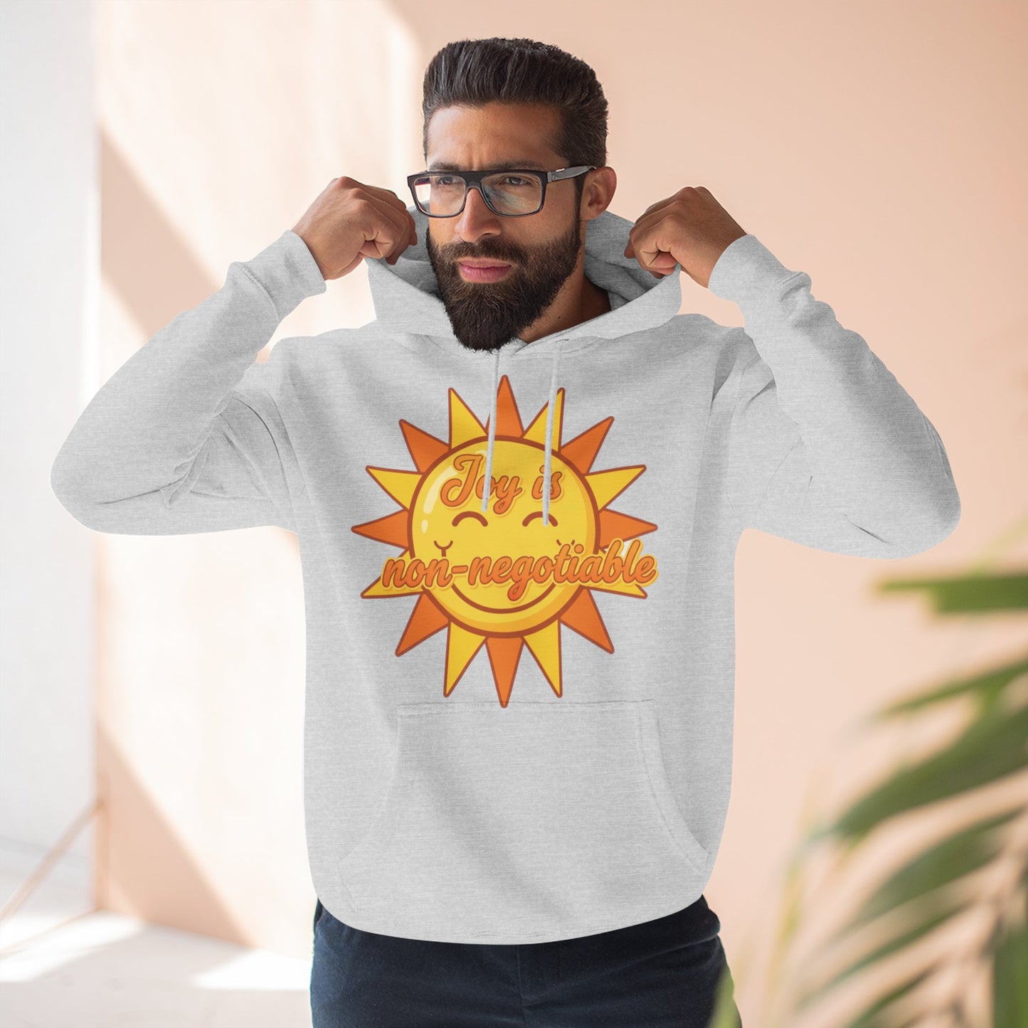 Joyful Fleece Hoodie - Sun Design, Casual Wear, Cozy Gift, Cheerful Apparel, Sunshine Hoodie