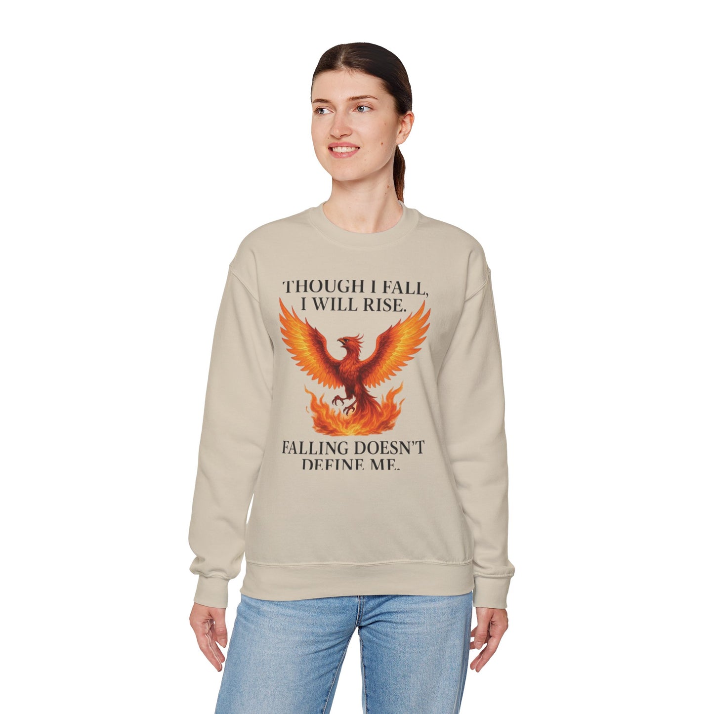 Inspirational Phoenix Crewneck Sweatshirt - Motivational Gift, Cozy Apparel, Unisex Sweatshirt, Fall & Rise Quote, Friendship Gift