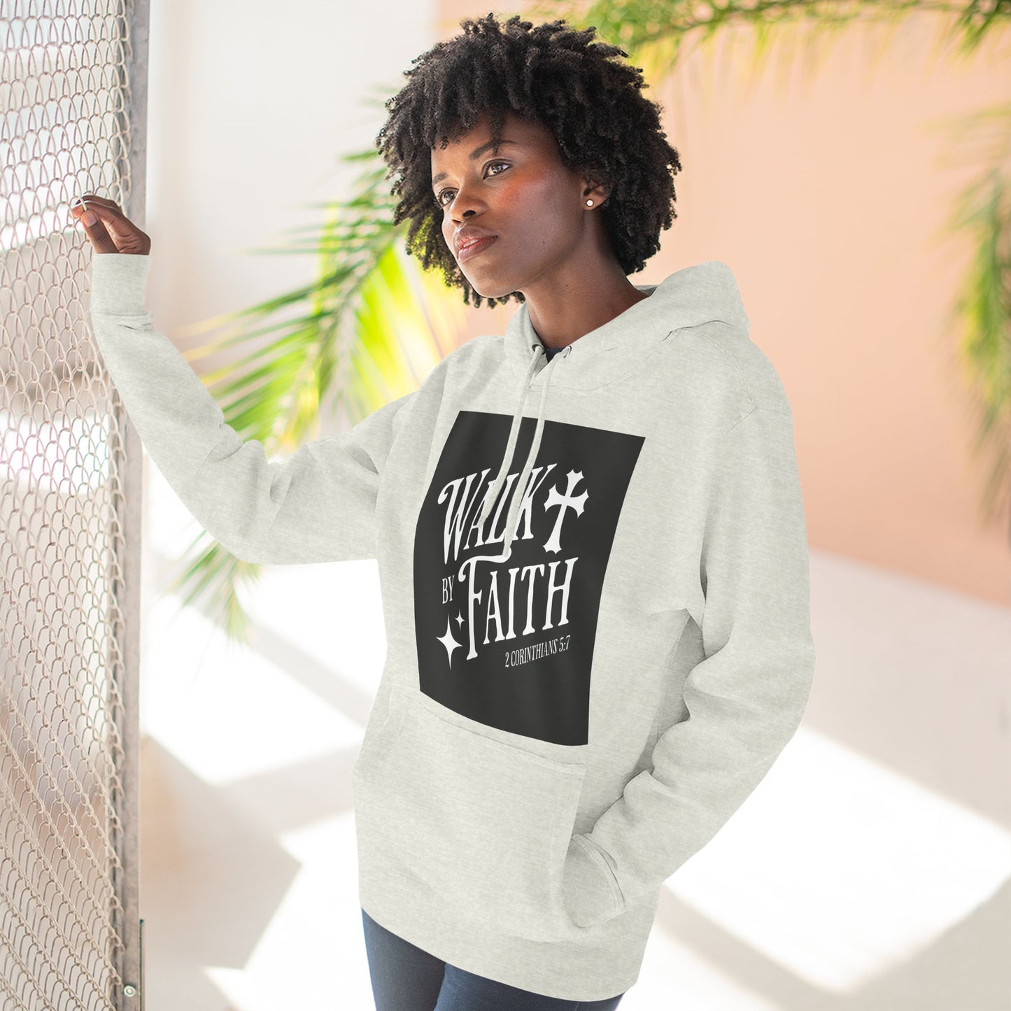 Three-PanelFleeceHoodie, Inspirational Hoodie, Cozy Fleece Pullover, Religious Gift for Women, Perfect for Church or Casual Wear