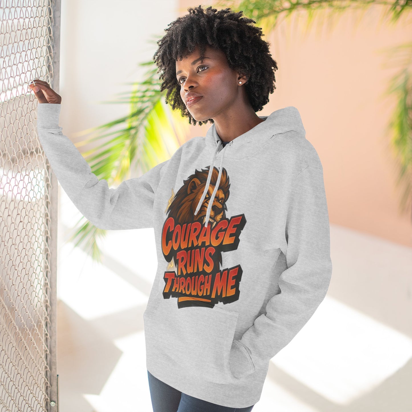 Courageous Lion Fleece Hoodie - Motivational Gift for Animal Lovers, Cozy Apparel for Fall, Bold Statement Wear, Unisex Sweatshirt, [...]