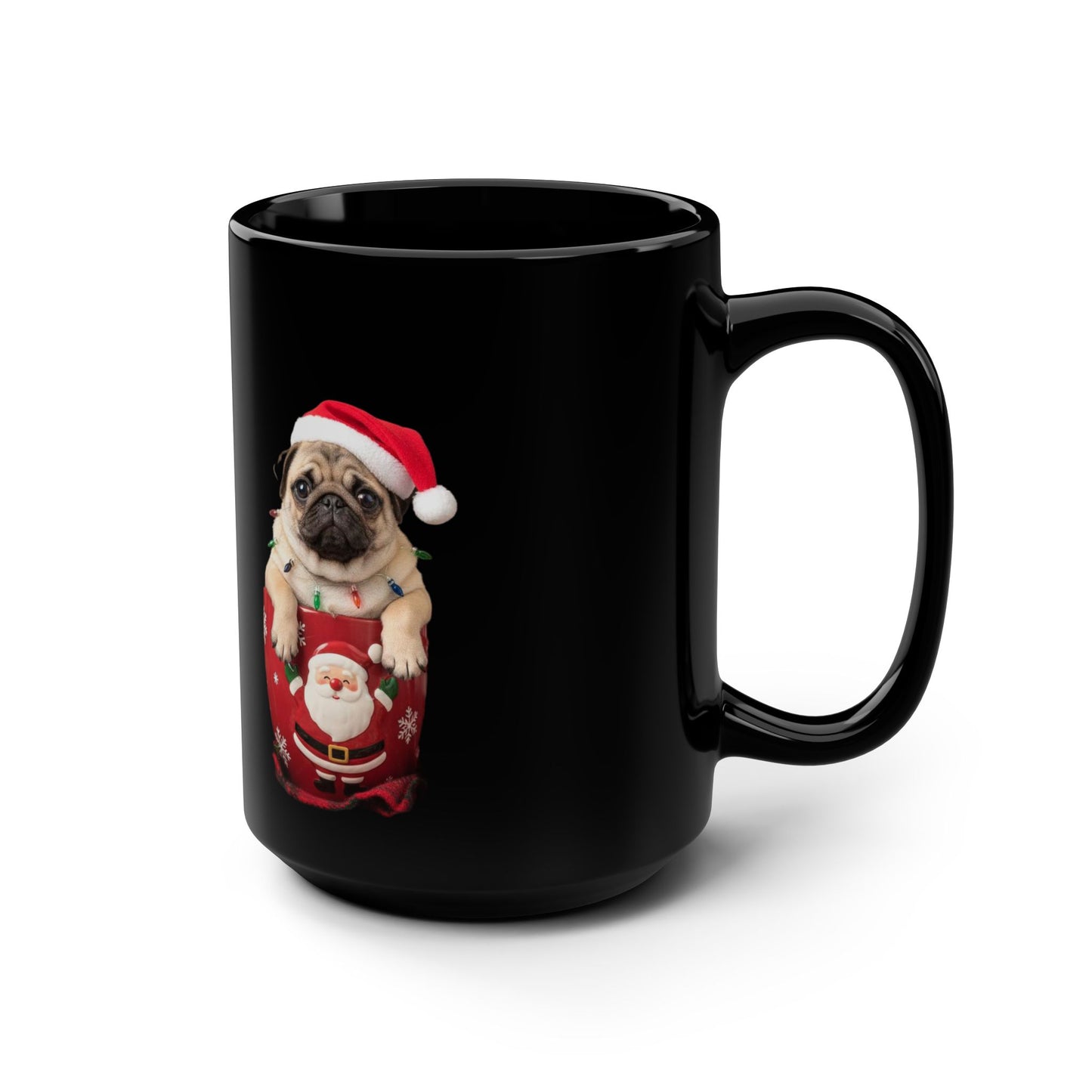 Festive Dog Lover Mug, Christmas Gift for Dog Owners, Holiday Coffee Mug, Cute Pug Mug, Winter Beverage Cup