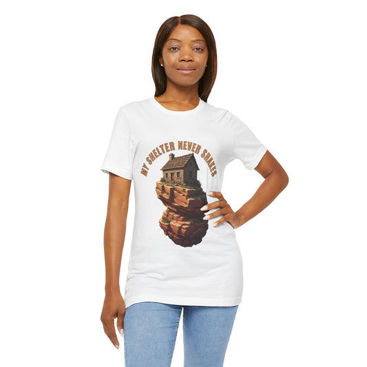 My Shelter Never Shakes T-Shirt, Unisex Short Sleeve Tee for Nature Lovers, Perfect Gift for Adventurers & Homebodies, Unique Graphic Tee