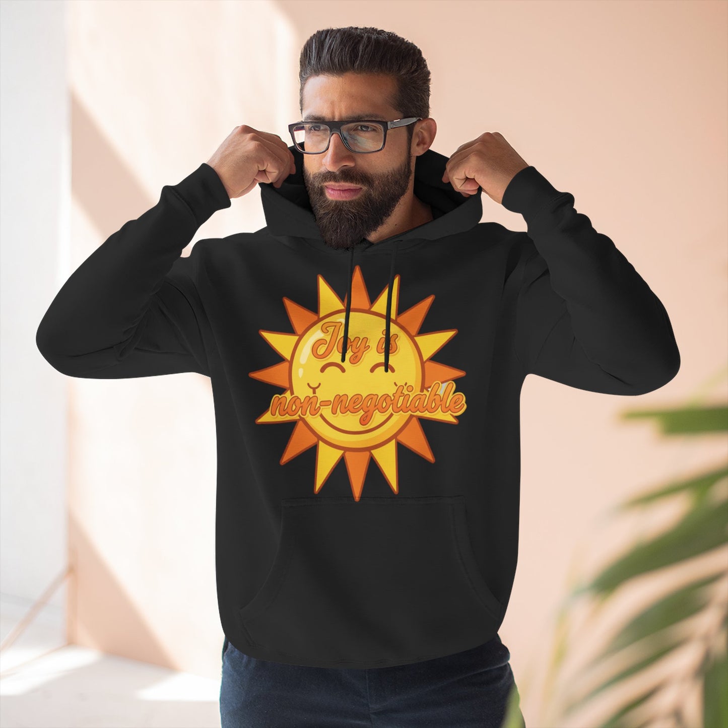 Joyful Fleece Hoodie - Sun Design, Casual Wear, Cozy Gift, Cheerful Apparel, Sunshine Hoodie