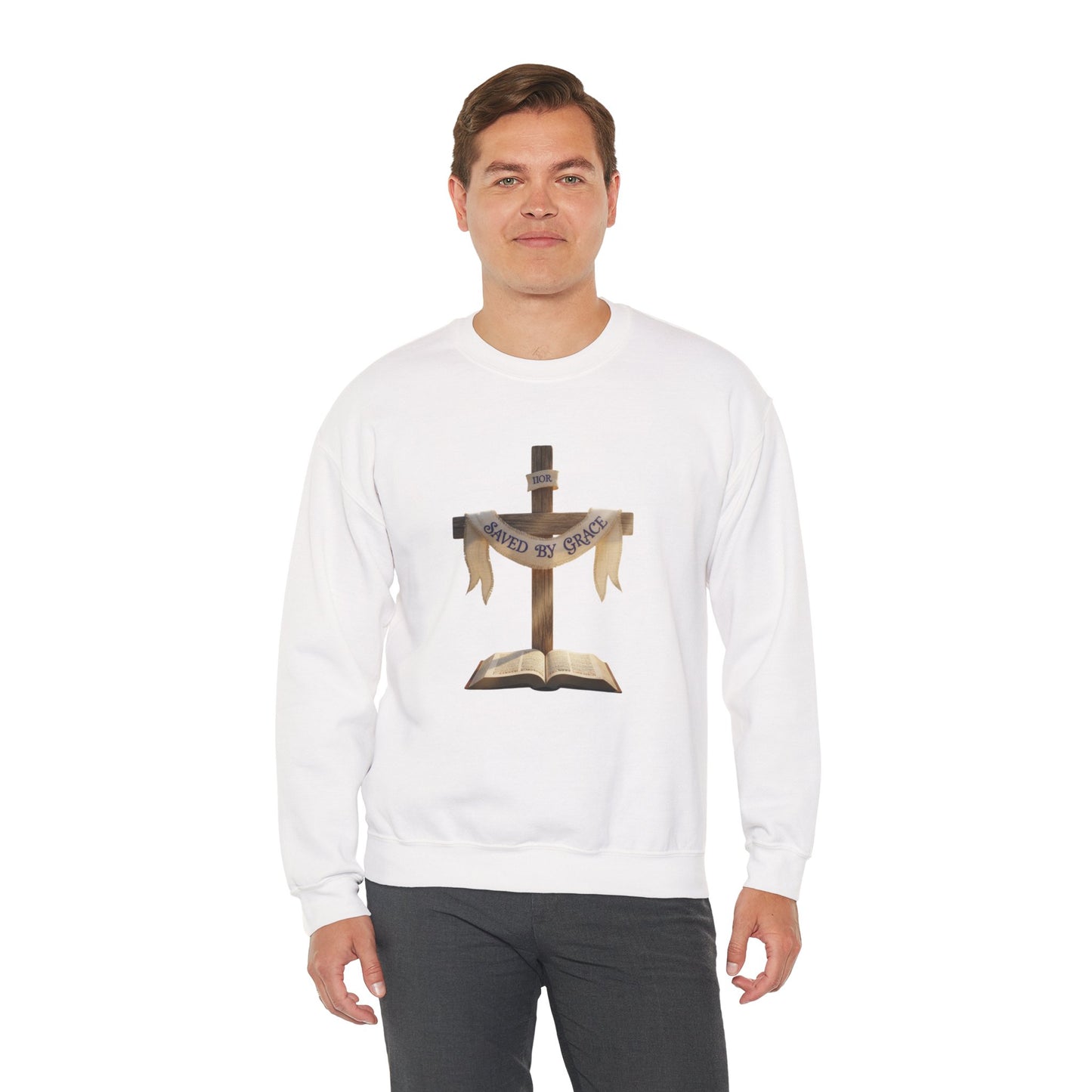 Faith-Inspired Crewneck Sweatshirt, Unisex Casual Wear, Christian Apparel, Cozy Gift for Religious Occasions, Scripture Design