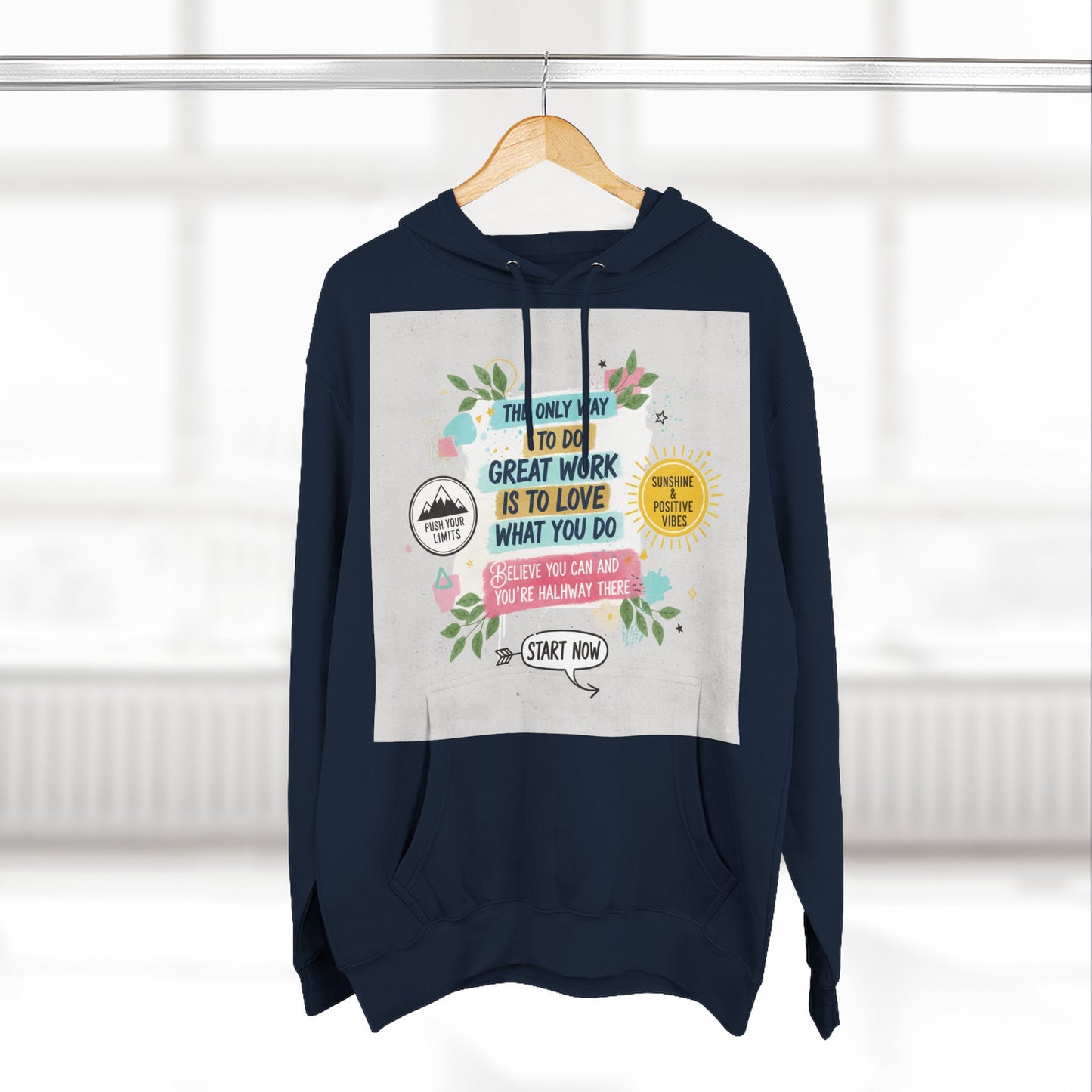 Inspiring Fleece Hoodie for Motivation, Cozy Sweatshirt, Gift for Job Seekers, Work from Home Apparel, Positive Vibes Hoodie