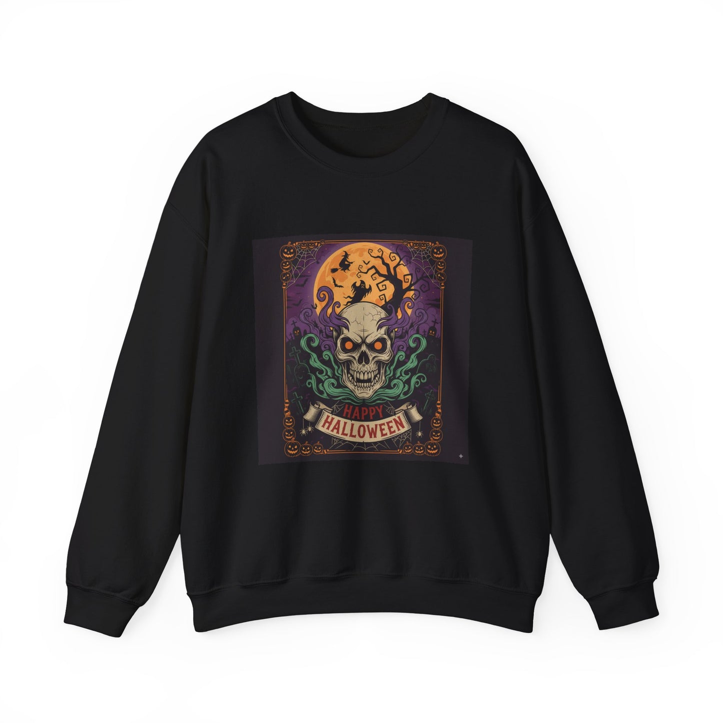 Halloween Skull Graphic Crewneck Sweatshirt, Spooky Sweatshirt, Unisex Halloween Apparel, Fall Fashion, Cozy Sweatshirt