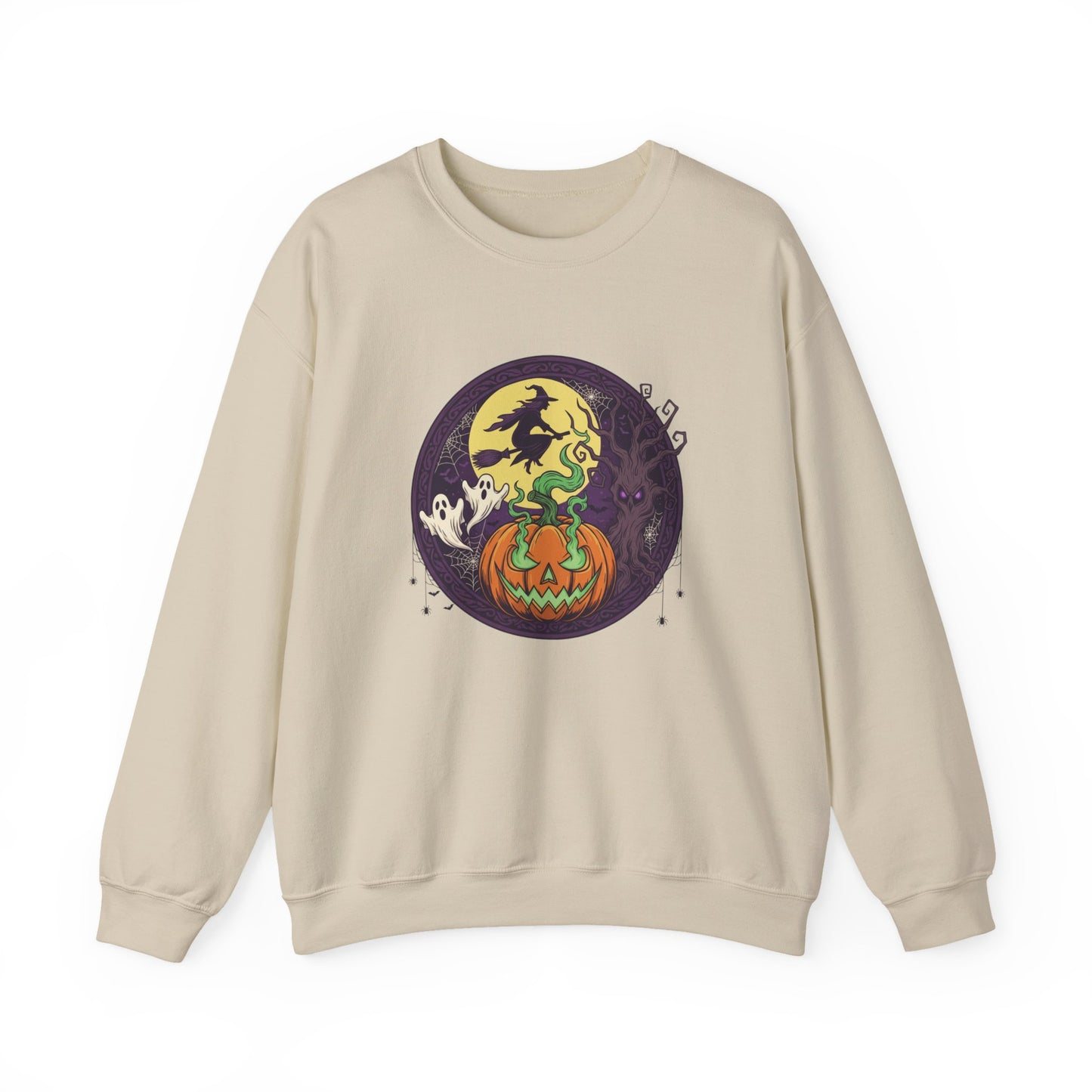 Halloween Pumpkin Ghost Sweatshirt | Cozy Fall Crewneck for Adults, Unisex Sweatshirt, Halloween Gift, Spooky Season Apparel, Autumn Fashion