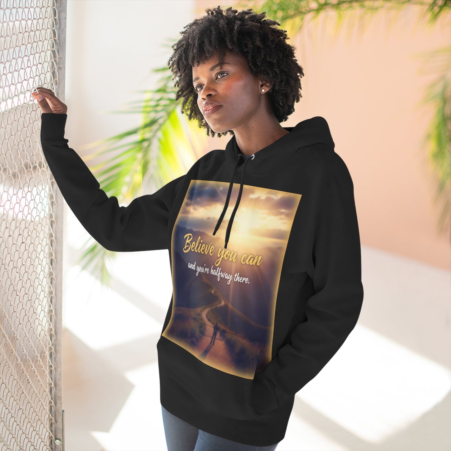 Inspirational Fleece Hoodie with Motivational Quote, Cozy Sweatshirt for All Seasons, Perfect Gift for Friends and Family