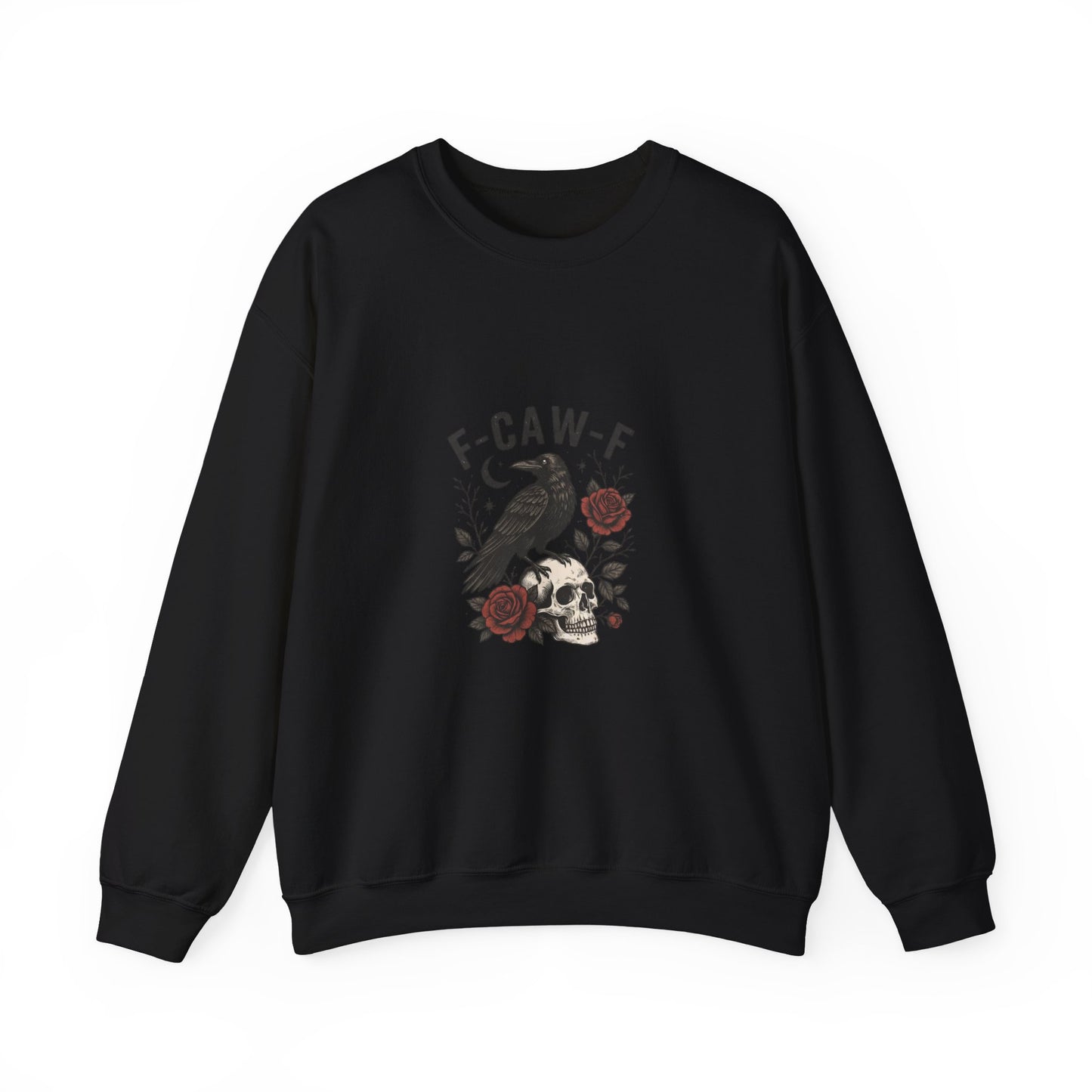 Gothic Raven Crewneck Sweatshirt, F-CAW-F Sweatshirt, Unisex Casual Wear, Perfect Gift for Halloween, Cozy Sweatshirt for All Seasons