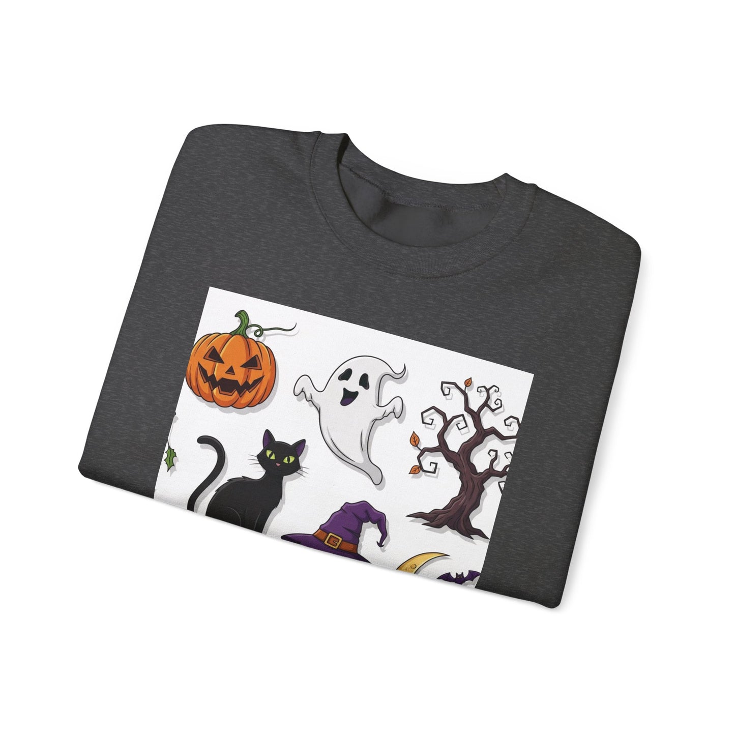 Halloween Spirit Crewneck Sweatshirt - Unisex, Cozy Halloween Gift, Fall Apparel, Spooky Season Sweater, Ghost & Pumpkin Sweatshirt