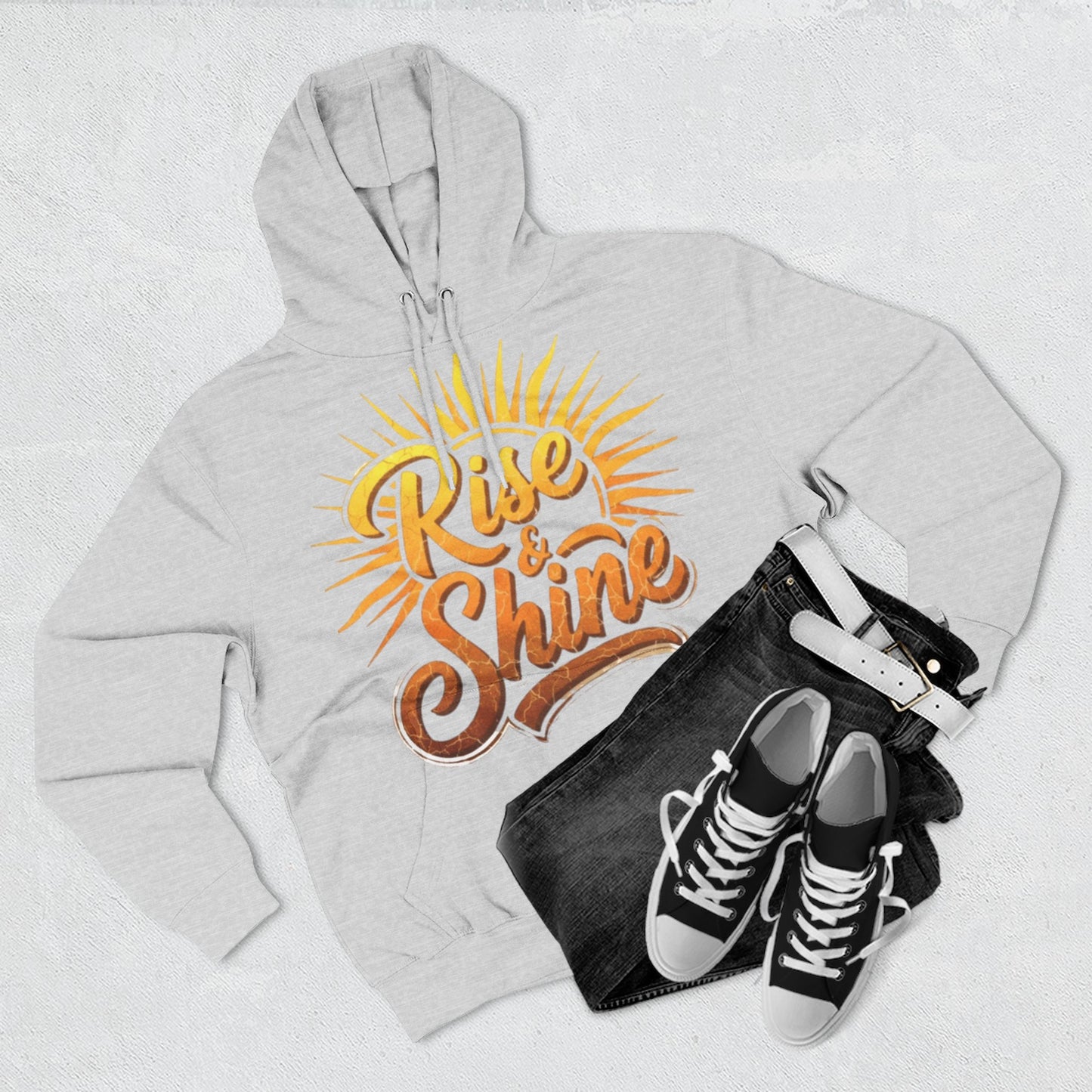 Rise & Shine Fleece Hoodie for Cozy Days, Inspirational Sweatshirt, Perfect Gift for Friends, Casual Wear, Comfort in Style
