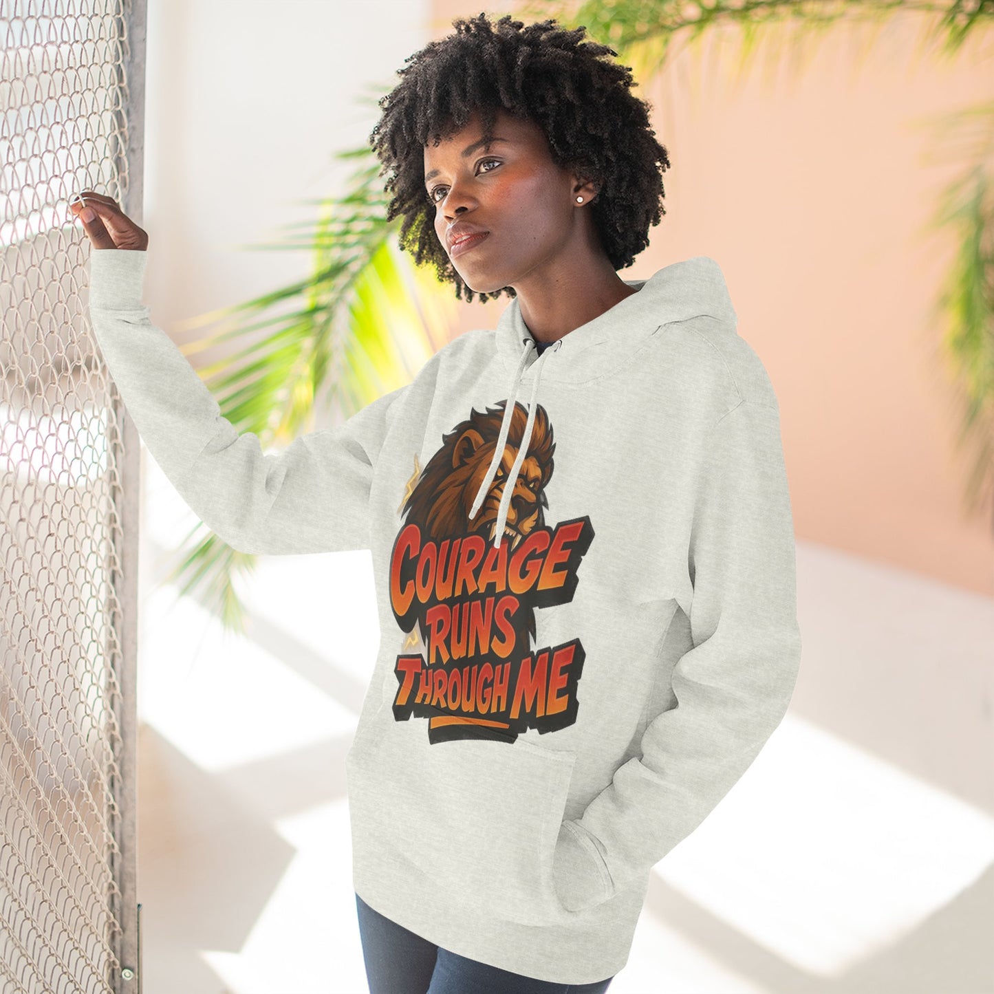 Courageous Lion Fleece Hoodie - Motivational Gift for Animal Lovers, Cozy Apparel for Fall, Bold Statement Wear, Unisex Sweatshirt, [...]