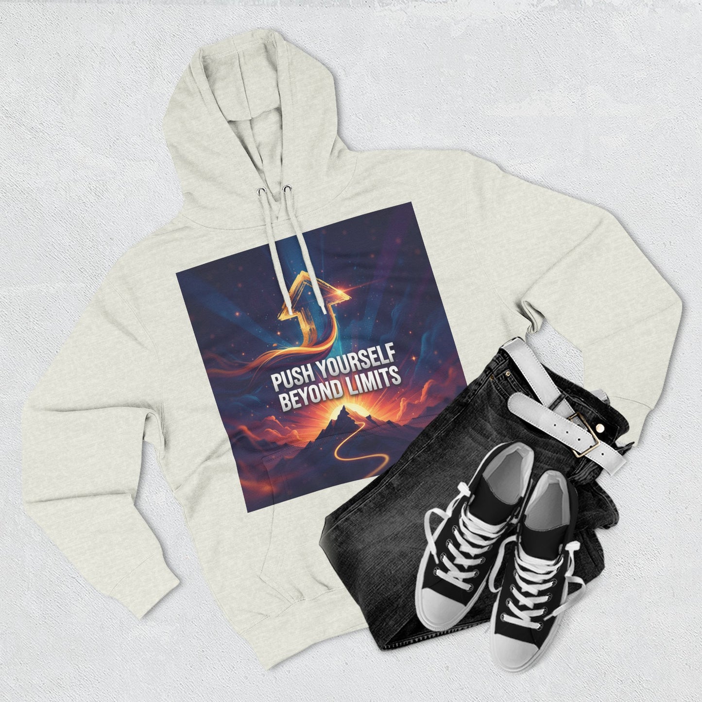 Inspirational Fleece Hoodie - Push Yourself Beyond Limits, Cozy Sweatshirt, Motivational Apparel, Gift for Dreamers, Casual Wear
