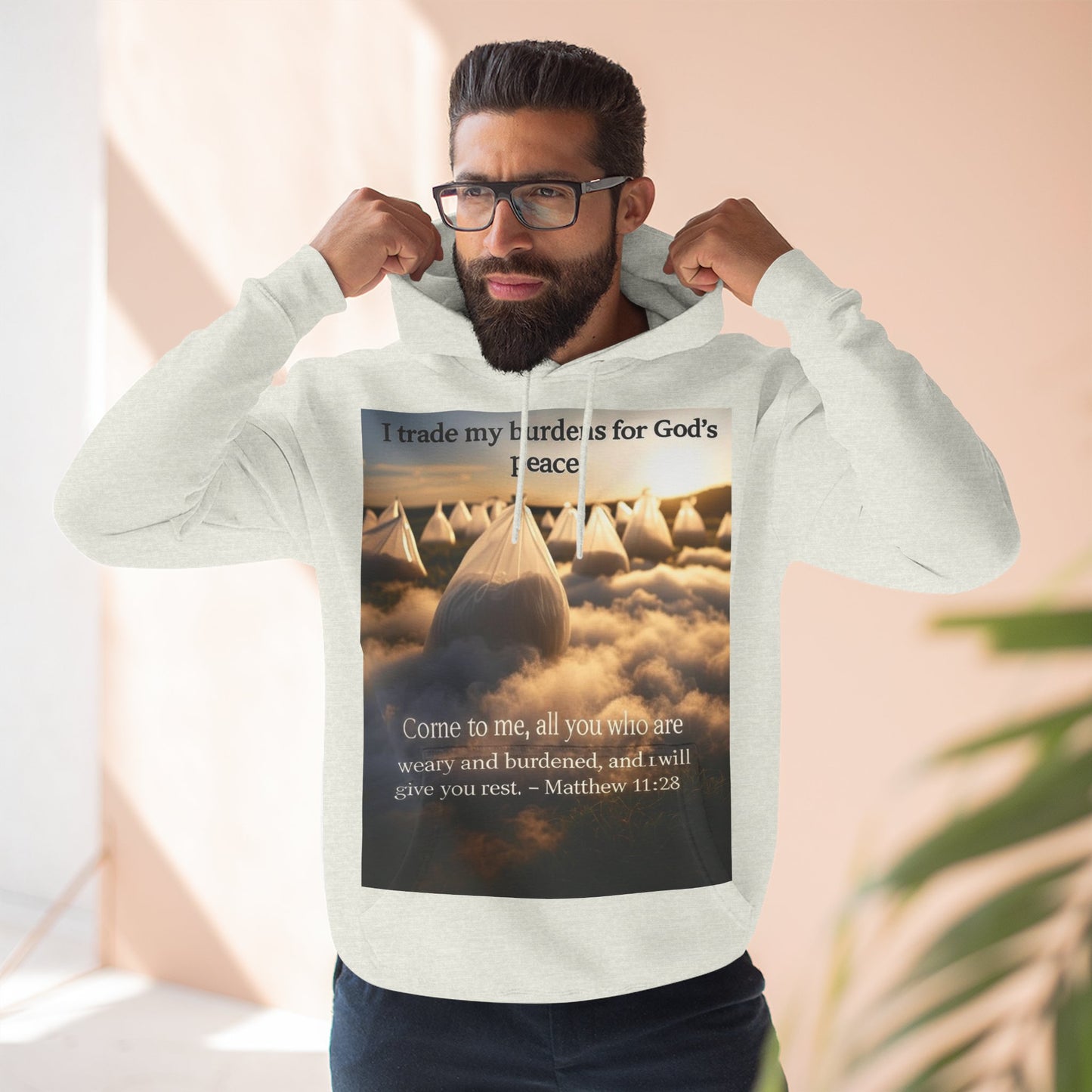 Inspirational Fleece Hoodie with Bible Verse, Cozy Christian Apparel, Perfect Gift for Faith, Relaxation, and Every Occasion