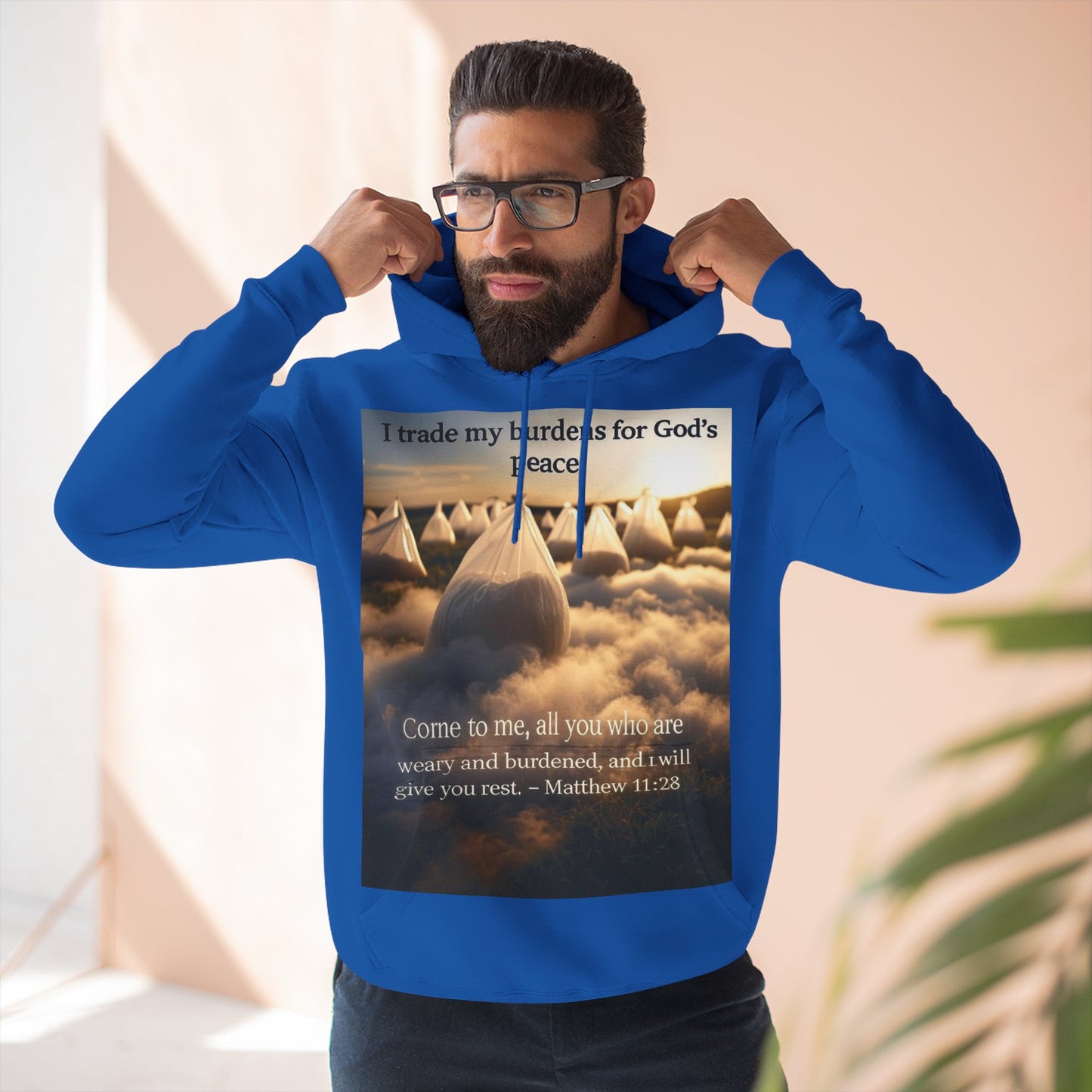 Inspirational Fleece Hoodie with Bible Verse, Cozy Christian Apparel, Perfect Gift for Faith, Relaxation, and Every Occasion