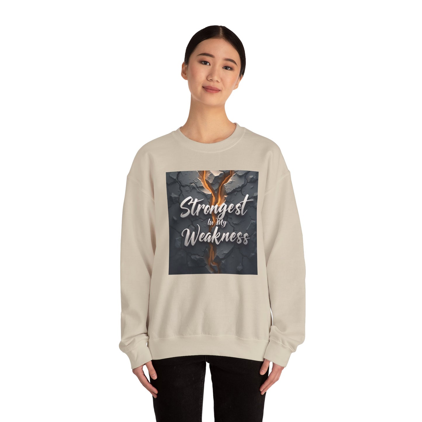 Strongest in My Weakness Sweatshirt | Cozy Unisex Crewneck | Inspirational Gift for Friends, Self-Care, Motivational Wear, Warm Layer