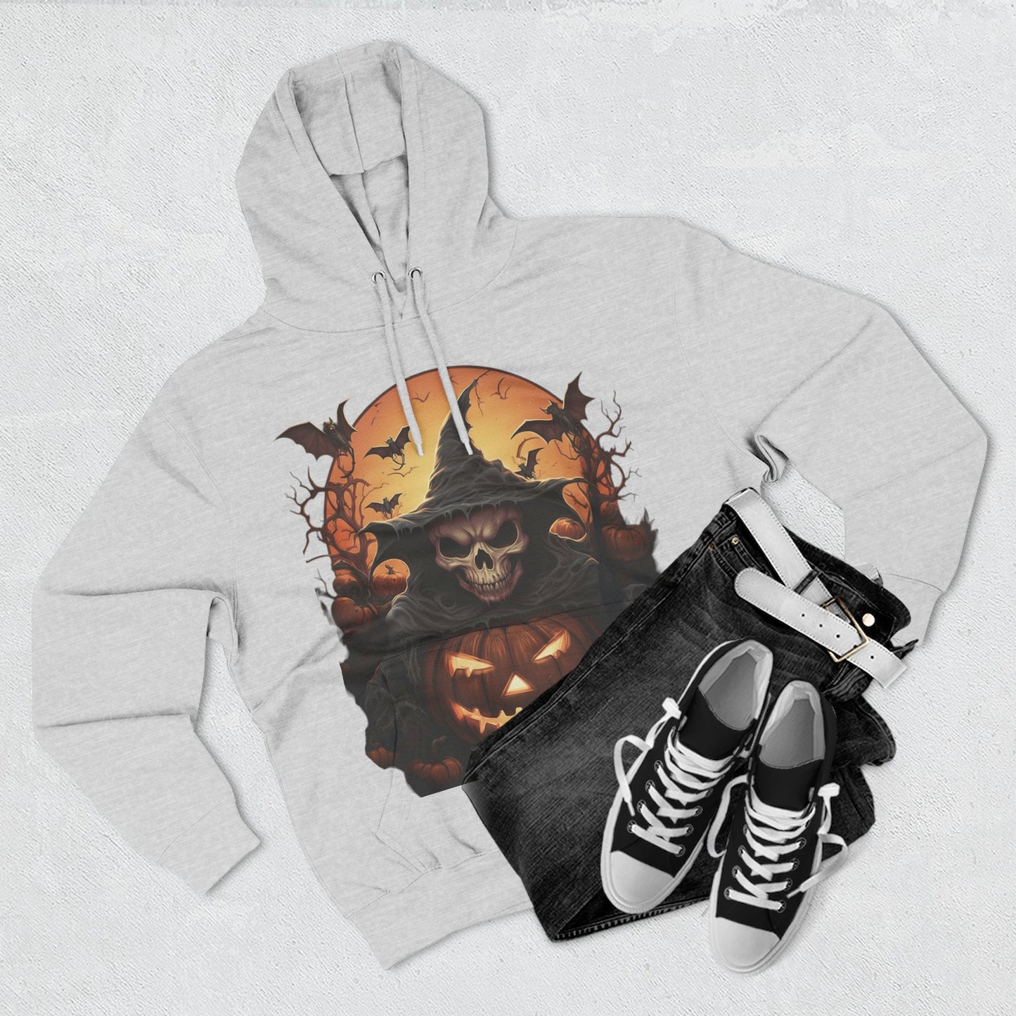 Spooky Halloween Hoodie, Fleece Sweatshirt for Fall, Cozy Witch Design, Pumpkin Decor, Unisex Gift for Halloween Lovers