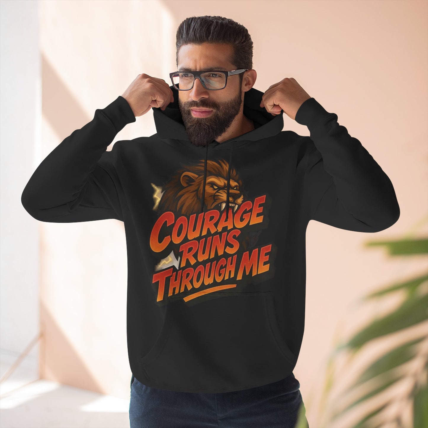 Courageous Lion Fleece Hoodie - Motivational Gift for Animal Lovers, Cozy Apparel for Fall, Bold Statement Wear, Unisex Sweatshirt, [...]