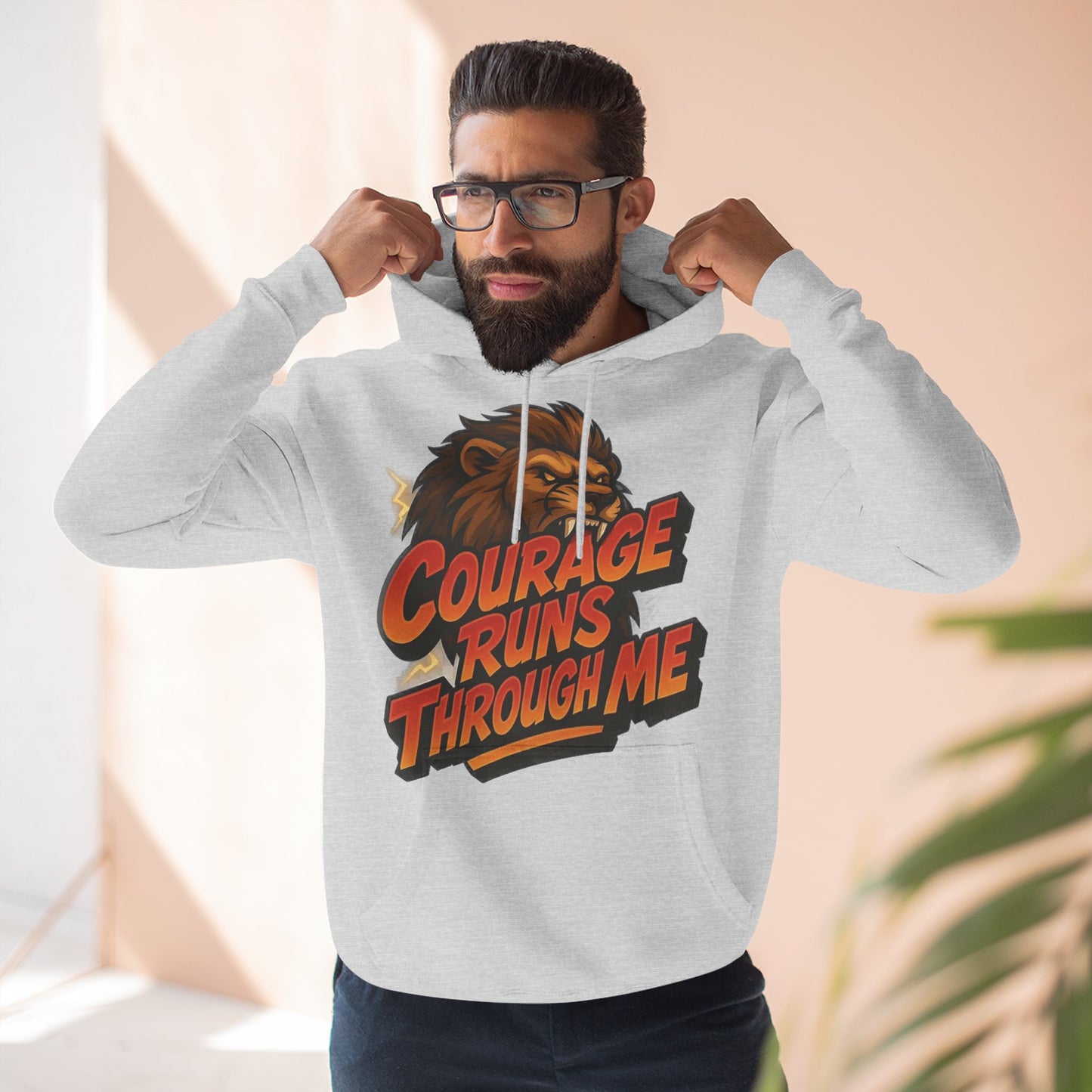 Courageous Lion Fleece Hoodie - Motivational Gift for Animal Lovers, Cozy Apparel for Fall, Bold Statement Wear, Unisex Sweatshirt, [...]