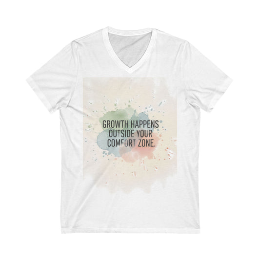Growth Mindset Unisex V-Neck Tee, Inspirational Shirt, Personal Development Gift, Motivational Outfit