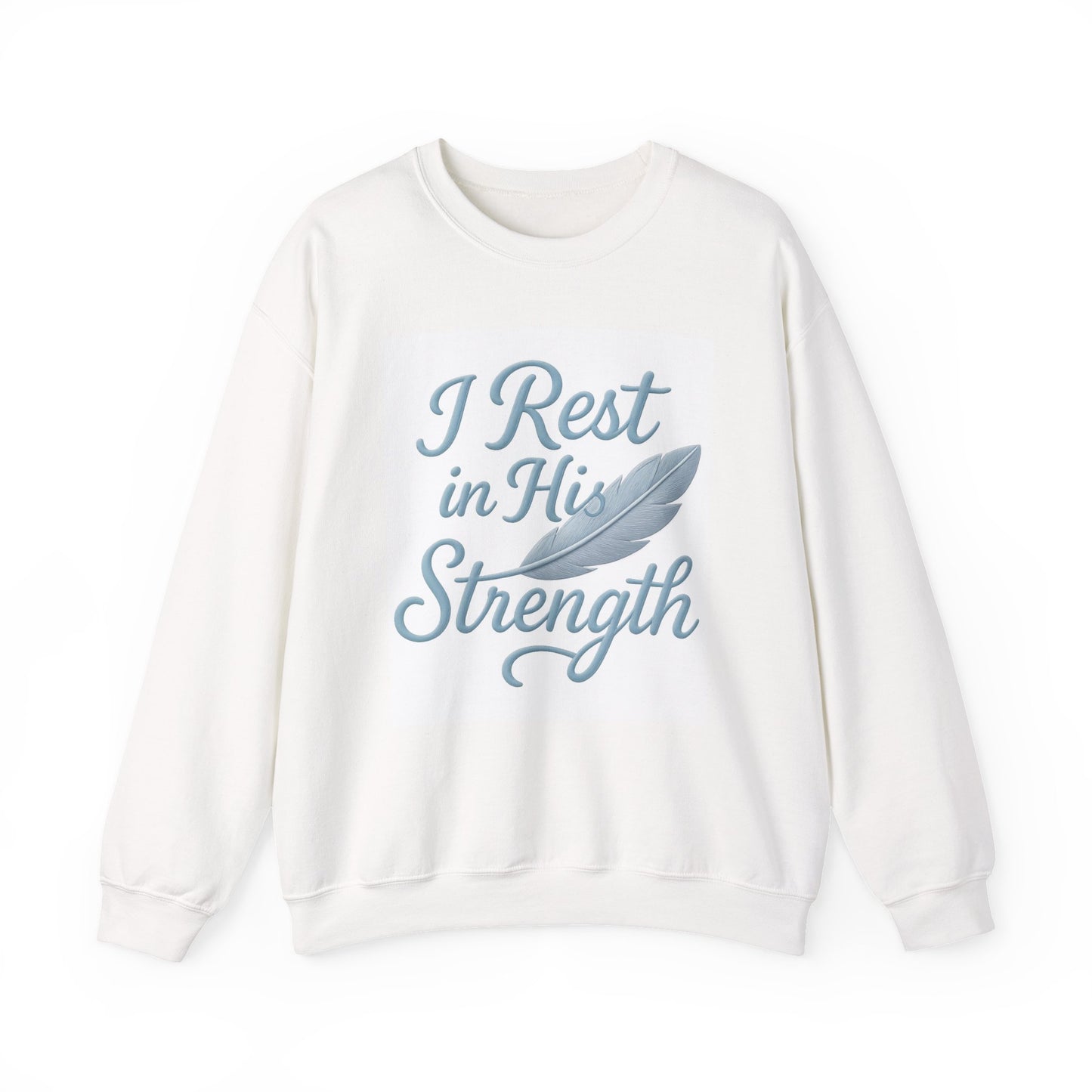 Inspirational Strength Crewneck Sweatshirt, Gift for Him, Motivational Apparel, Cozy Sweater for Faith, Relaxed Comfort Wear
