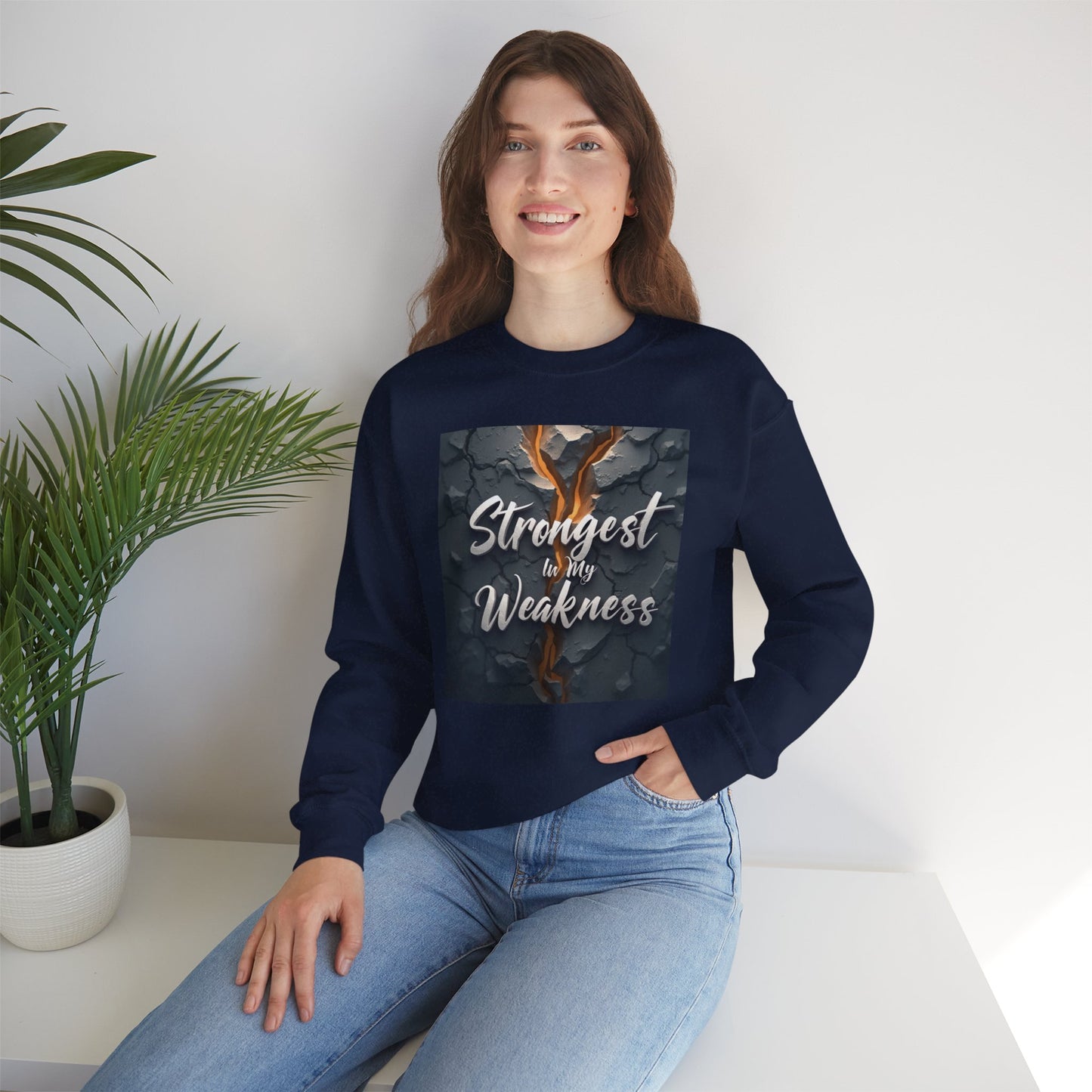 Strongest in My Weakness Sweatshirt | Cozy Unisex Crewneck | Inspirational Gift for Friends, Self-Care, Motivational Wear, Warm Layer