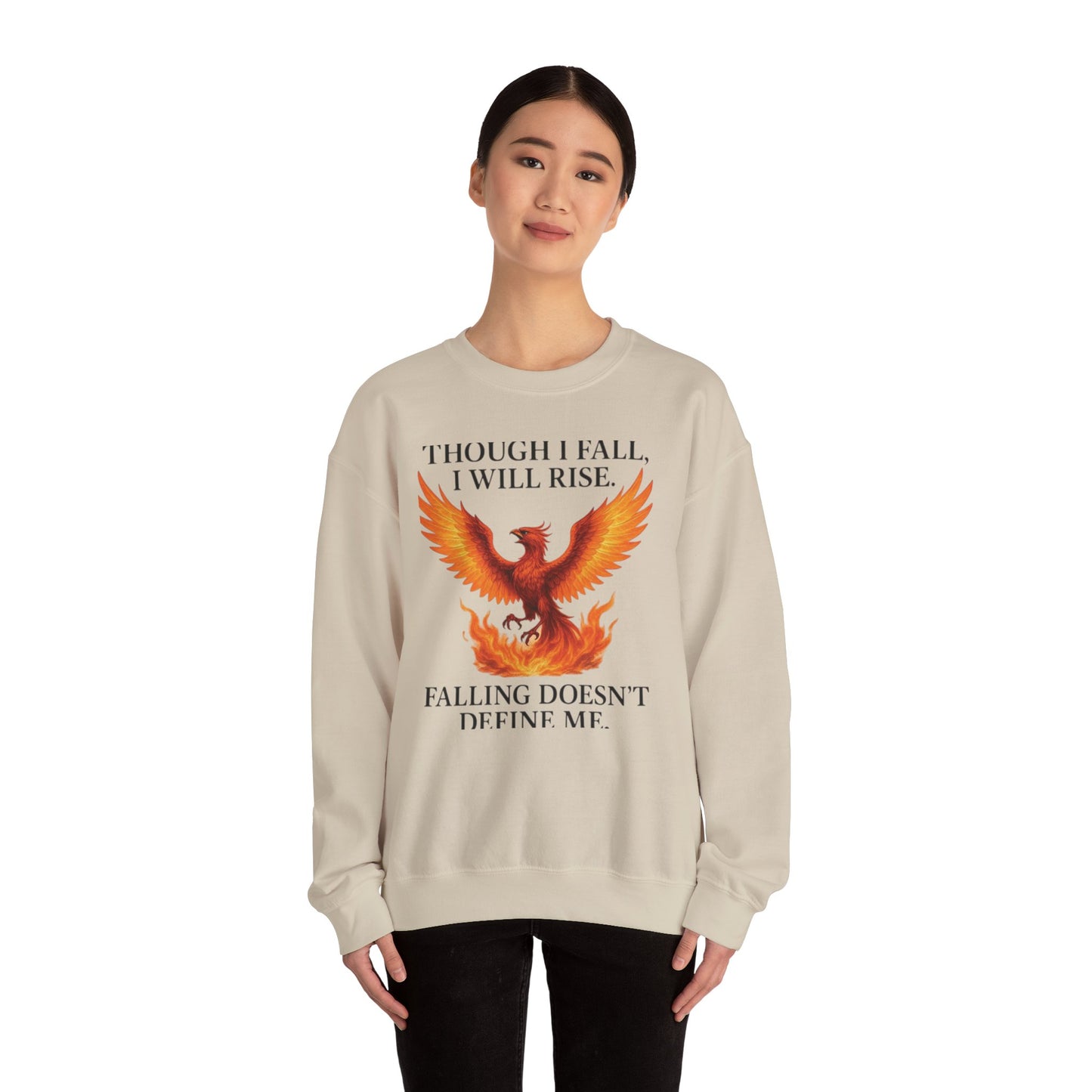 Inspirational Phoenix Crewneck Sweatshirt - Motivational Gift, Cozy Apparel, Unisex Sweatshirt, Fall & Rise Quote, Friendship Gift