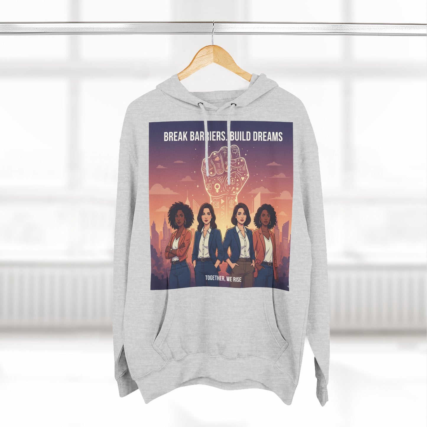Empowering Women's Three-Panel Fleece Hoodie - Cozy, Inspirational Apparel for Dream Chasers, Gift for Her, Motivational Clothing.