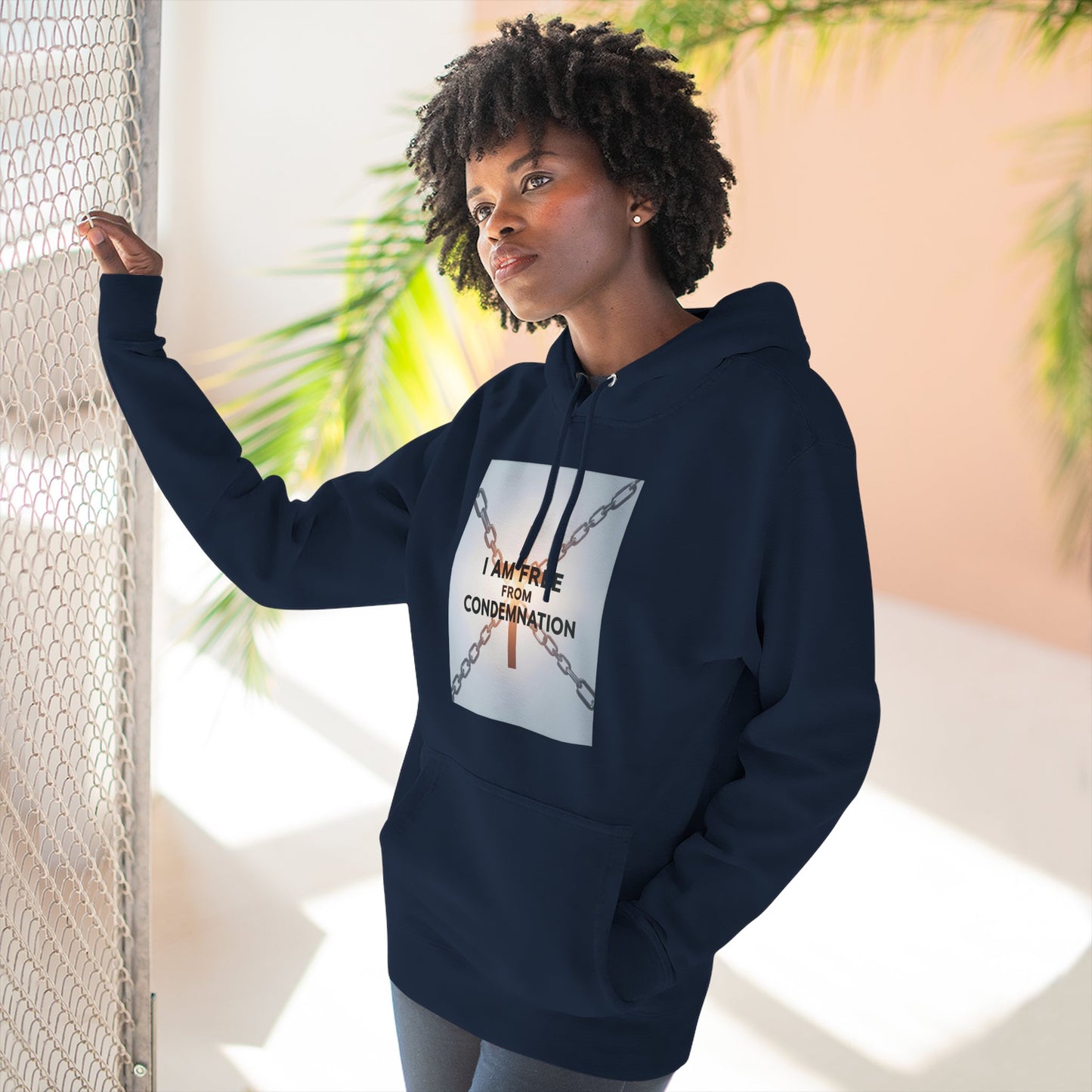 Inspirational Fleece Hoodie, 'I Am Free From Condemnation' Sweatshirt, Cozy Christian Apparel, Gift for Faith & Freedom