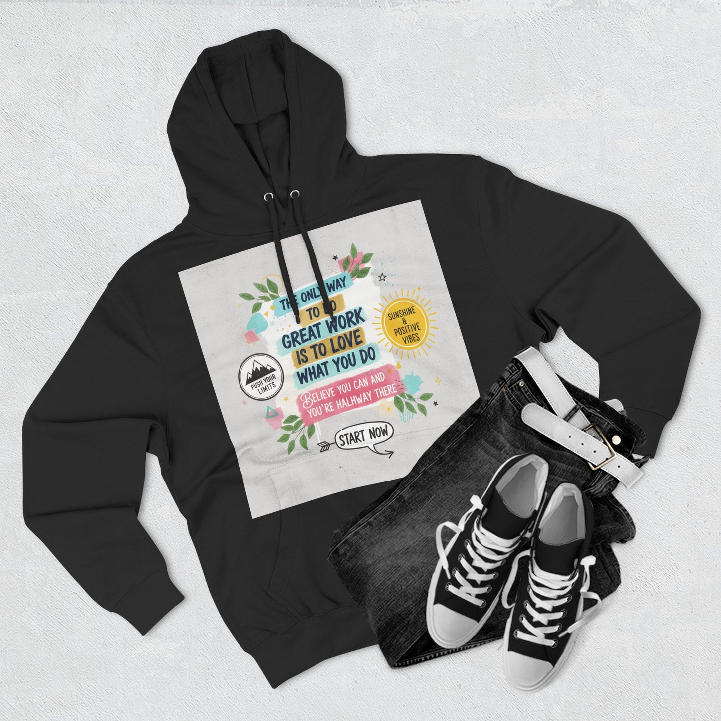 Inspiring Fleece Hoodie for Motivation, Cozy Sweatshirt, Gift for Job Seekers, Work from Home Apparel, Positive Vibes Hoodie